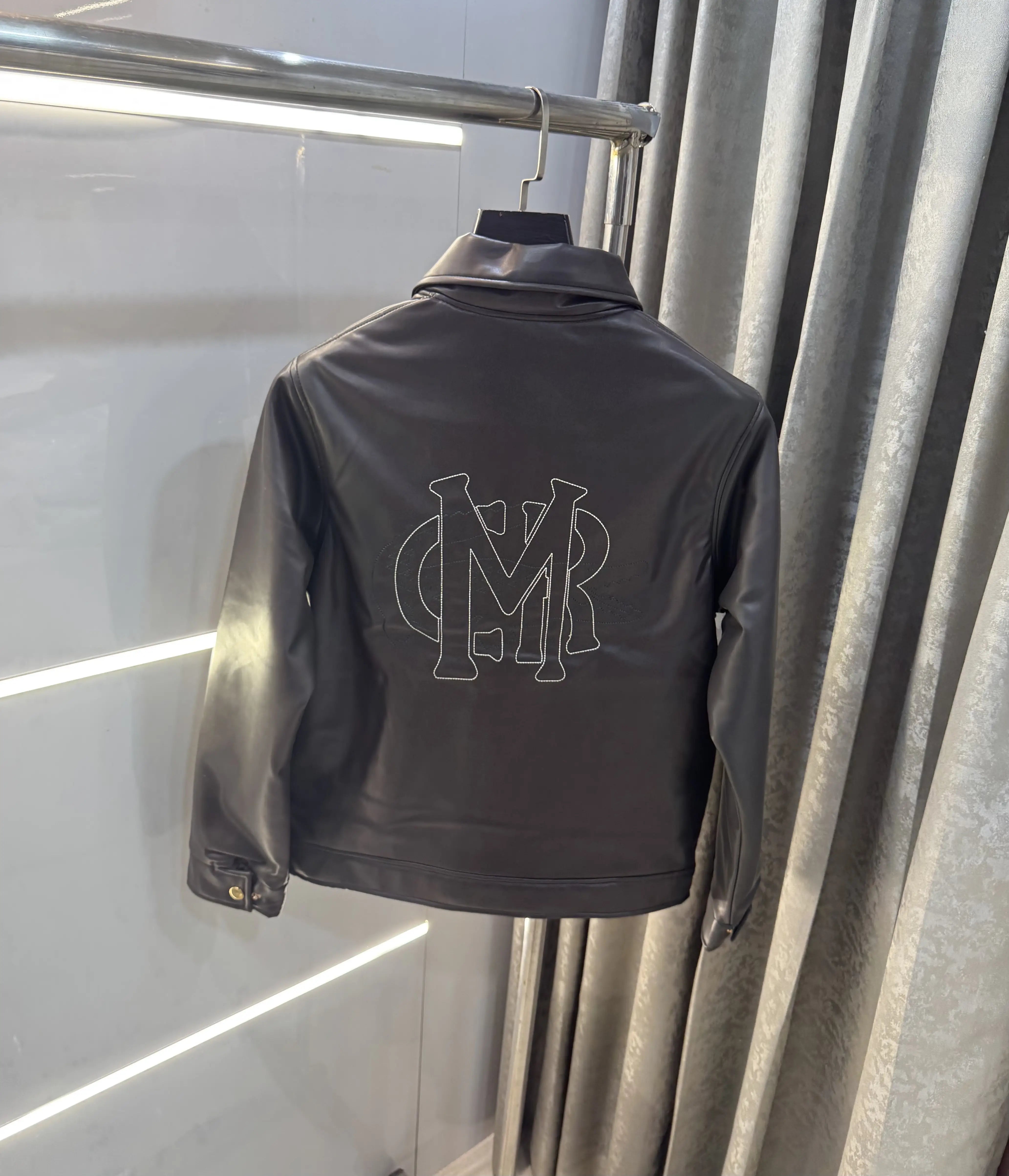 Lacost e Dark Brown Back Work Imported Leather Jacket