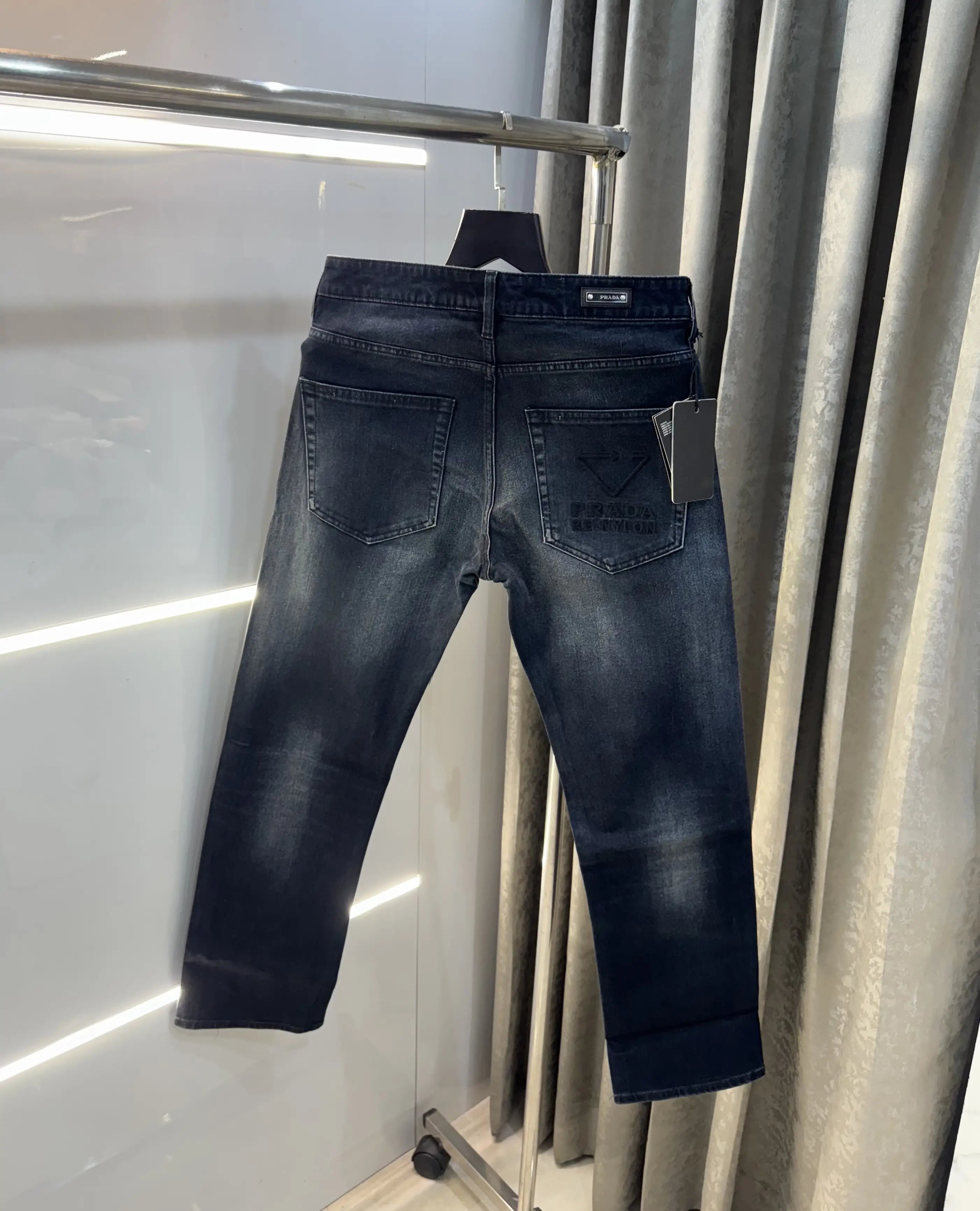 Prad a Milano Dark Blue Pocket Logo Imported Denim