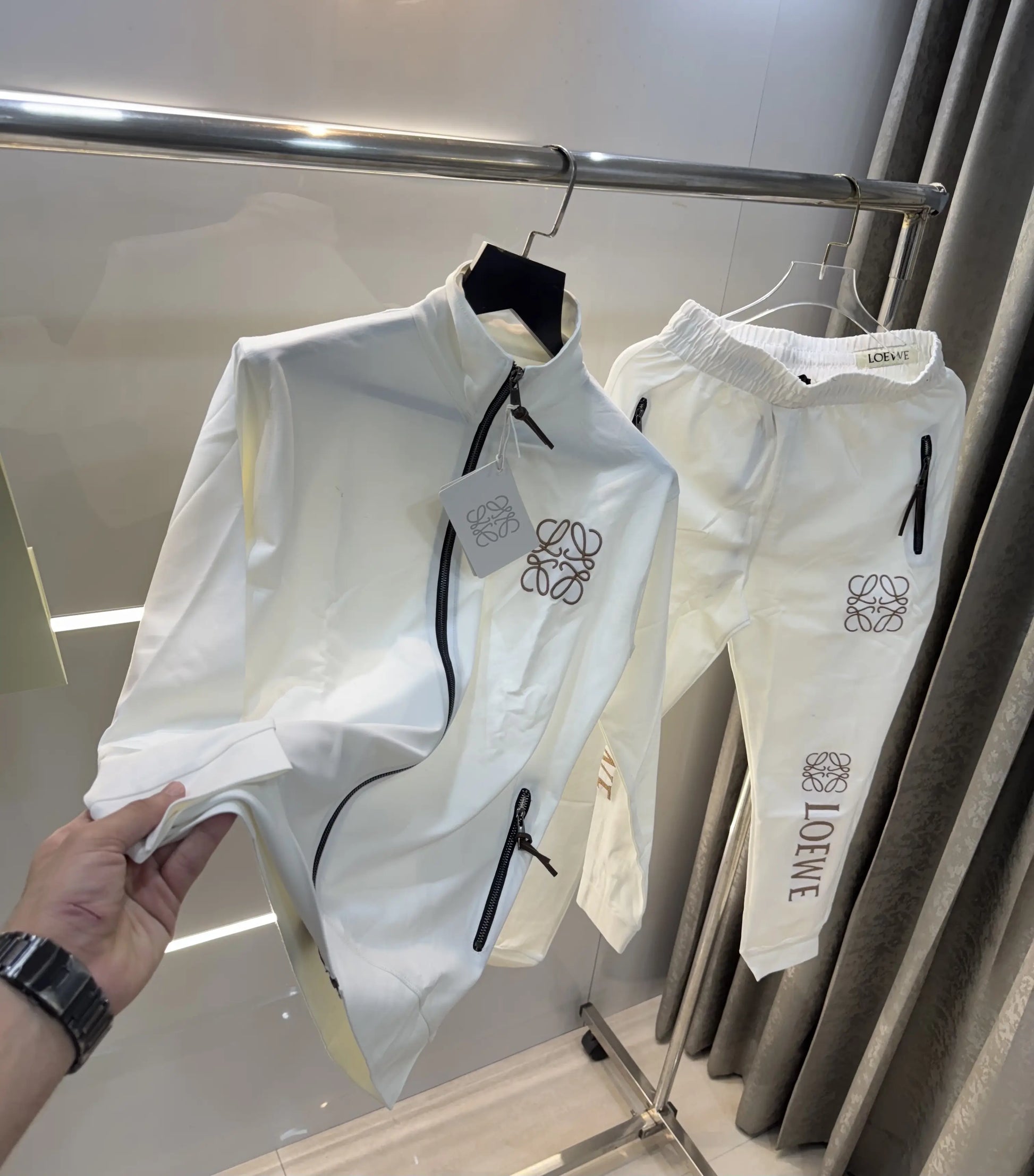 Loewe White Embroidery Logo Imported Tracksuit