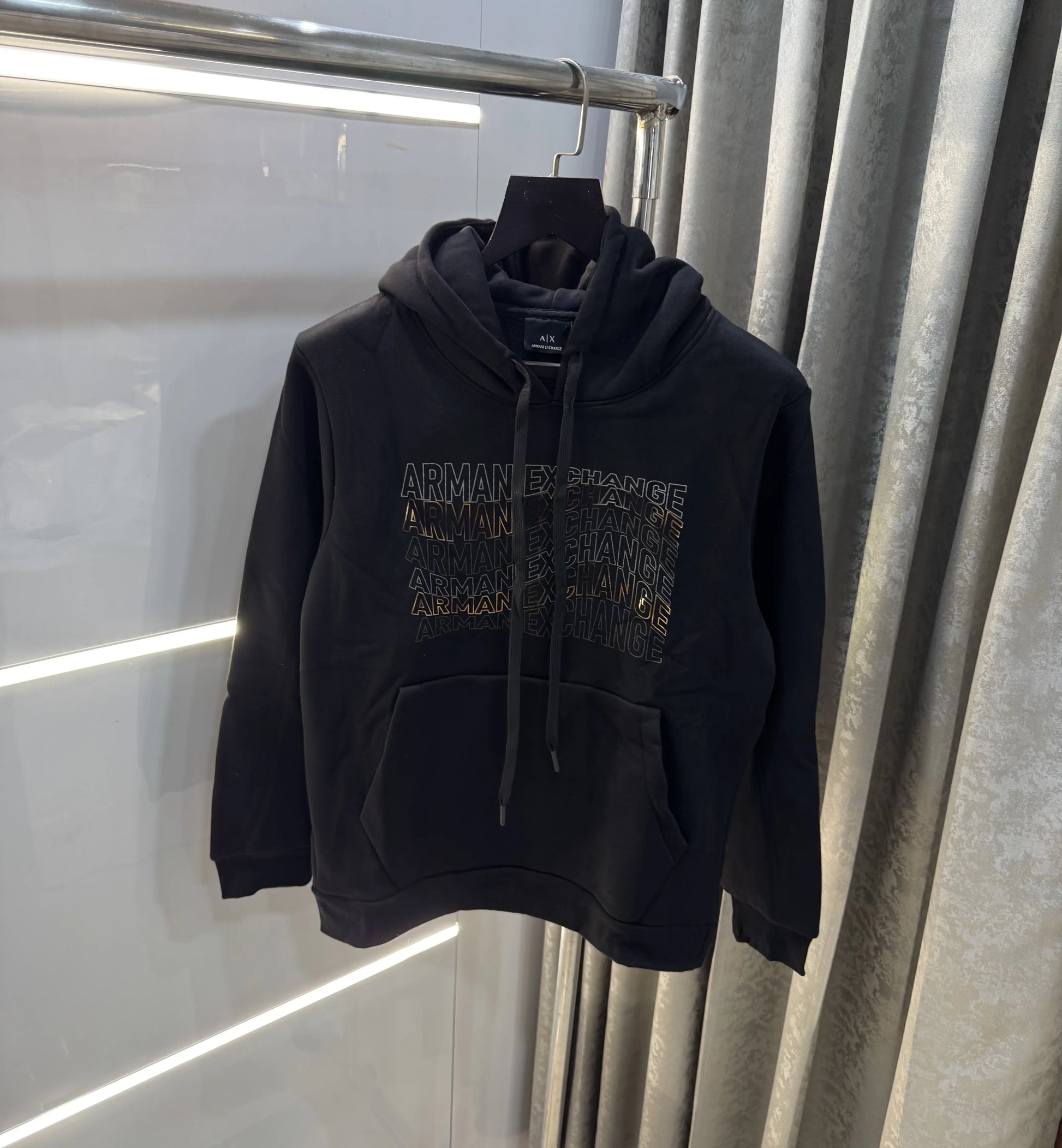 Arman i E....Xchange Black Logo Print Imported Hoodie