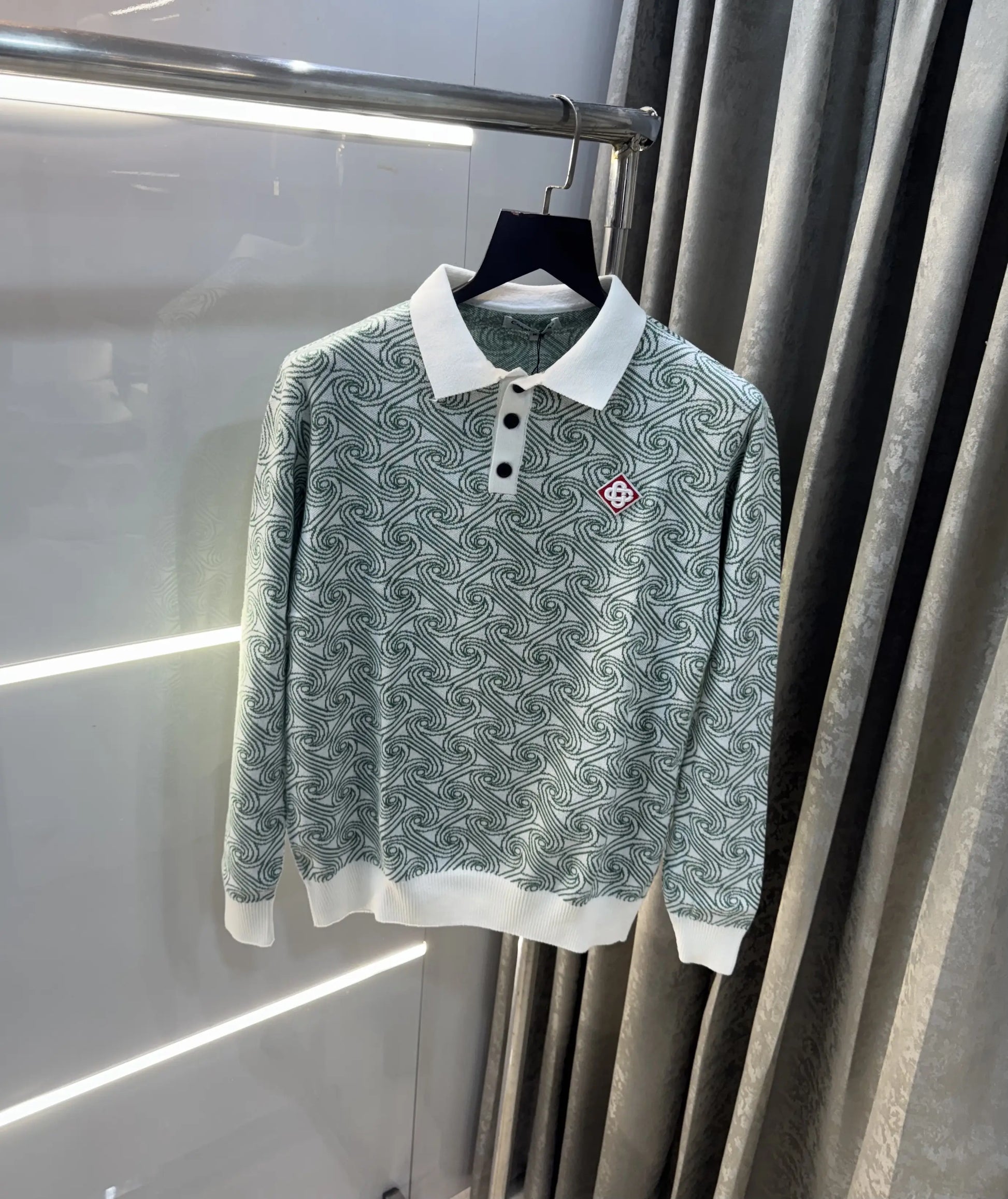 Casablanca White Green Knitted Imported Polo T-Shirt