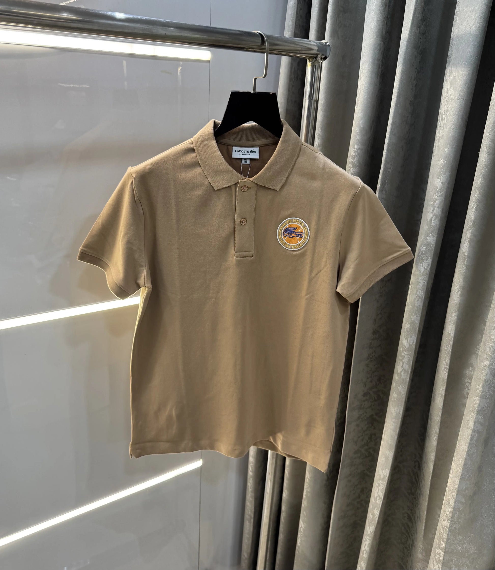 Lacost e Beige Logo Work Premium Polo T-Shirt