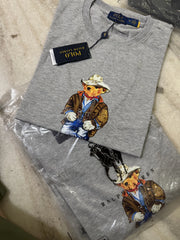 Ralp h lauren Grey New Teddy Logo Premium T-Shirt