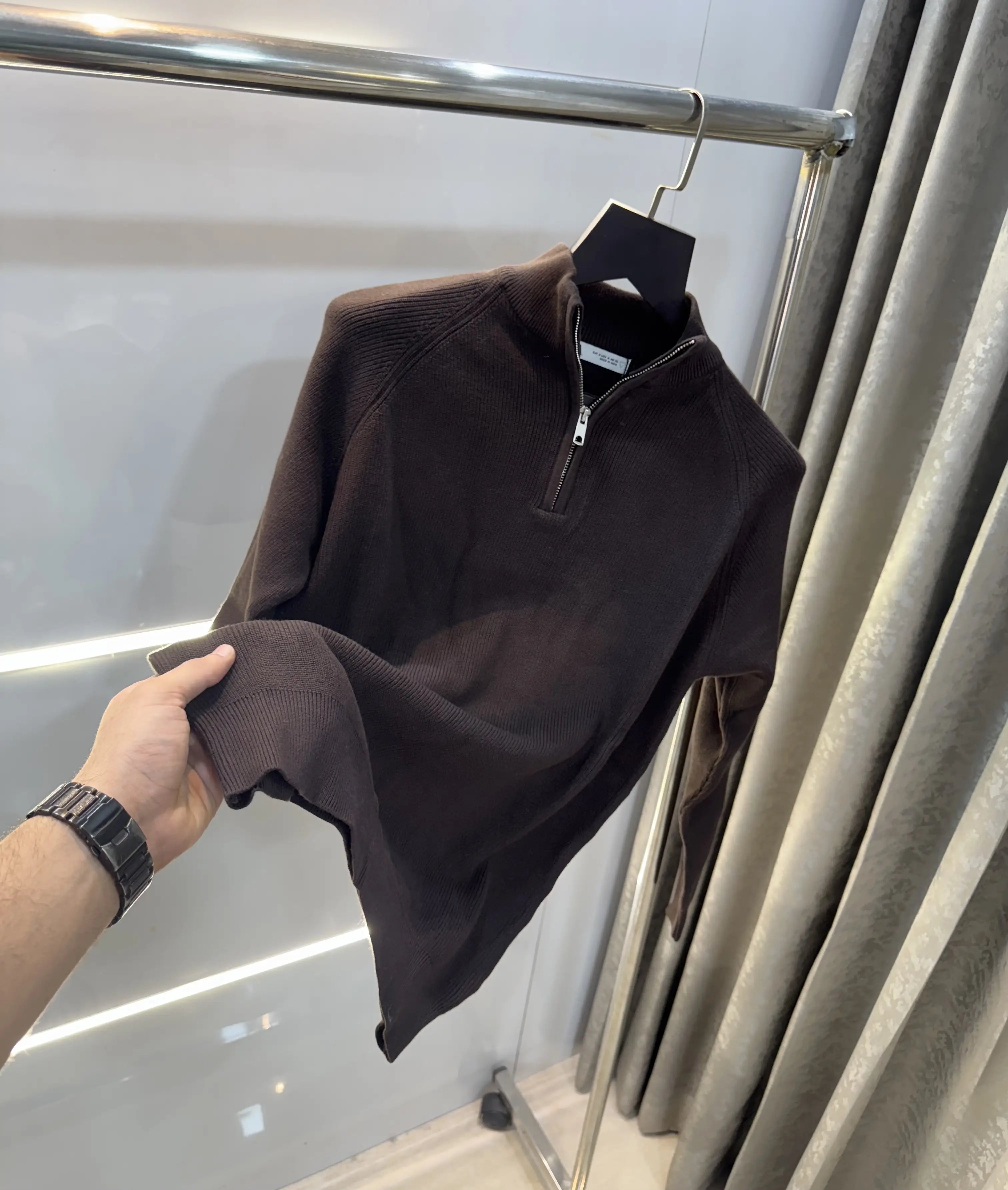 Zar a Brown Zip Premium Knitted Pull Over