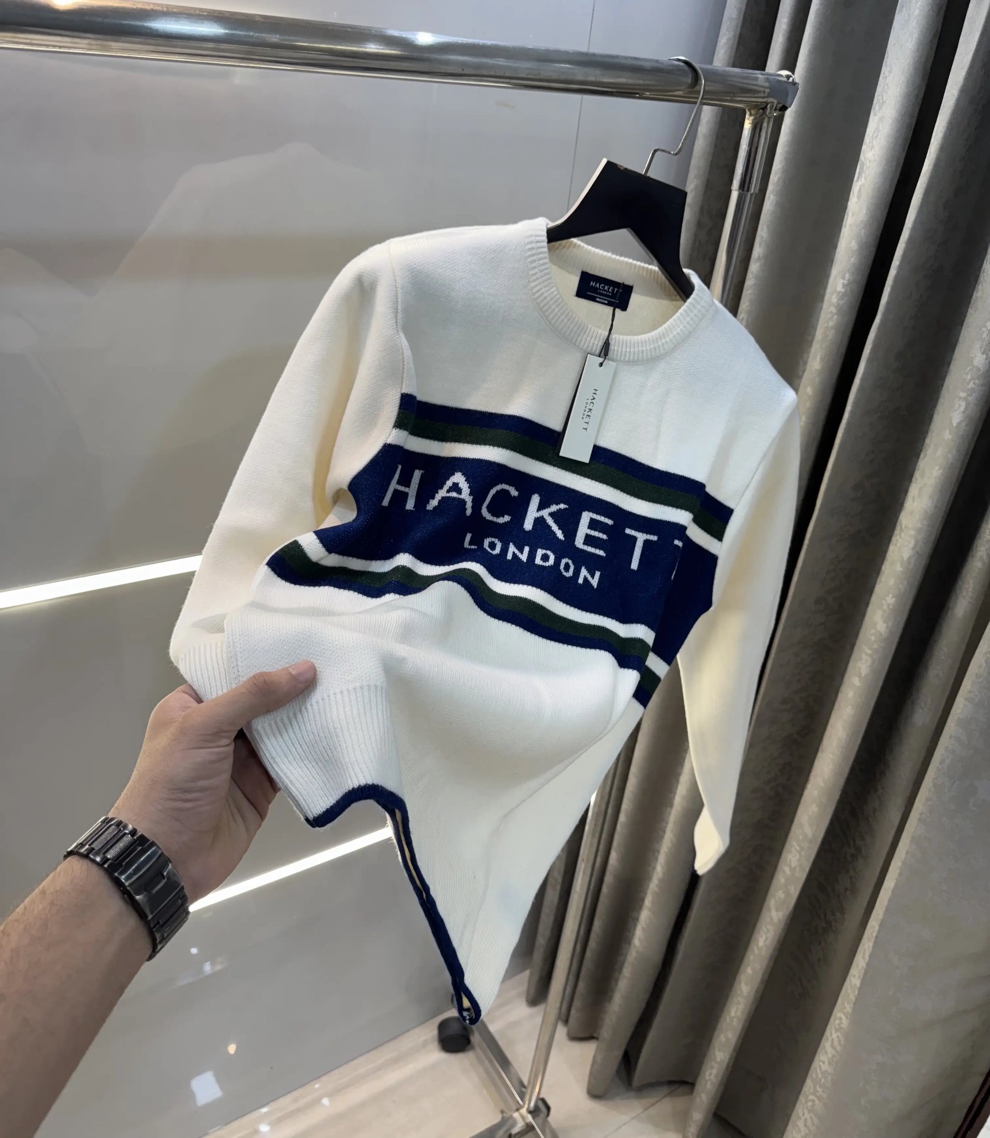Hacket London White Imported Knitted Pull Over