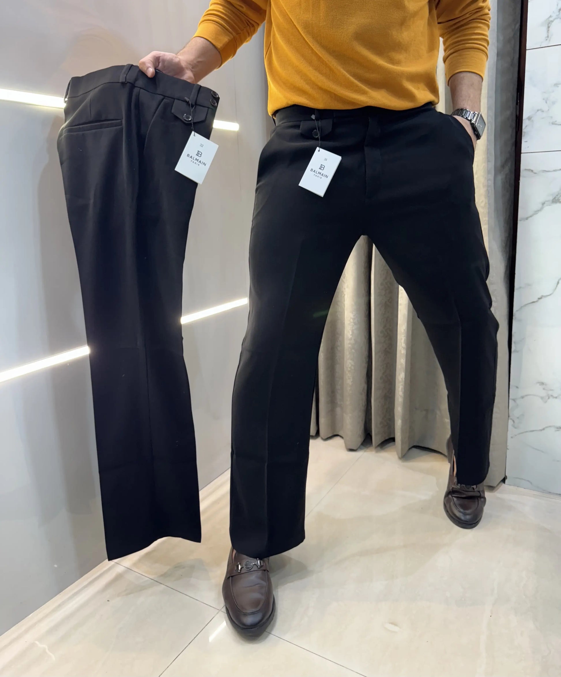 Balmai n Paris Jet Black Imported Boot Cut Trouser