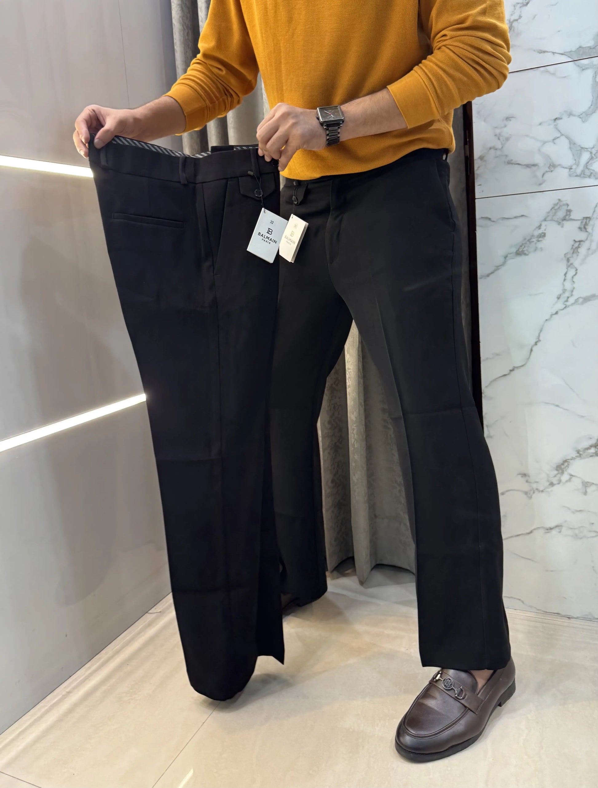 Balmai n Paris Jet Black Imported Boot Cut Trouser