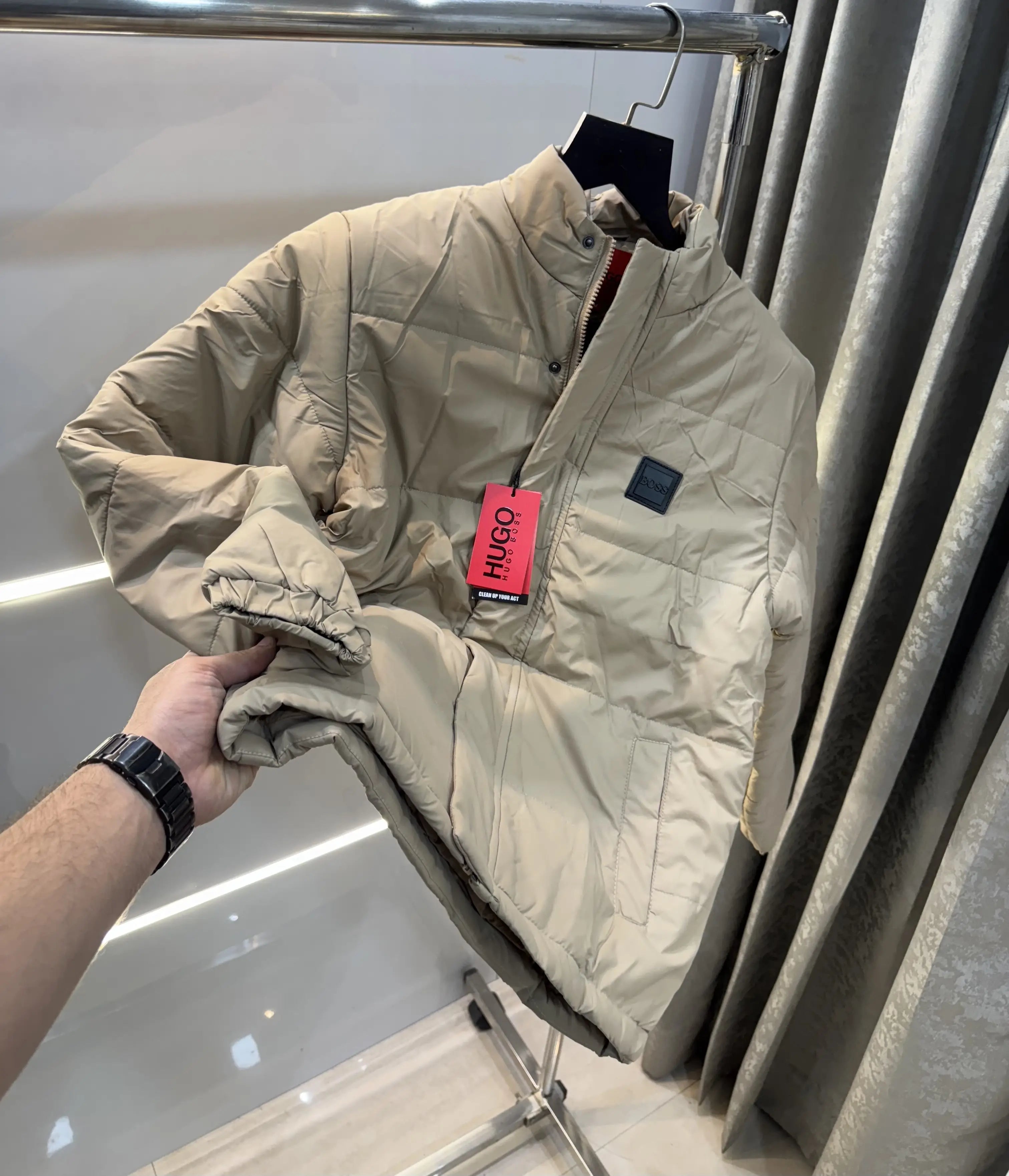 Hugo  Bos5 Beige Premium Puffer Jacket