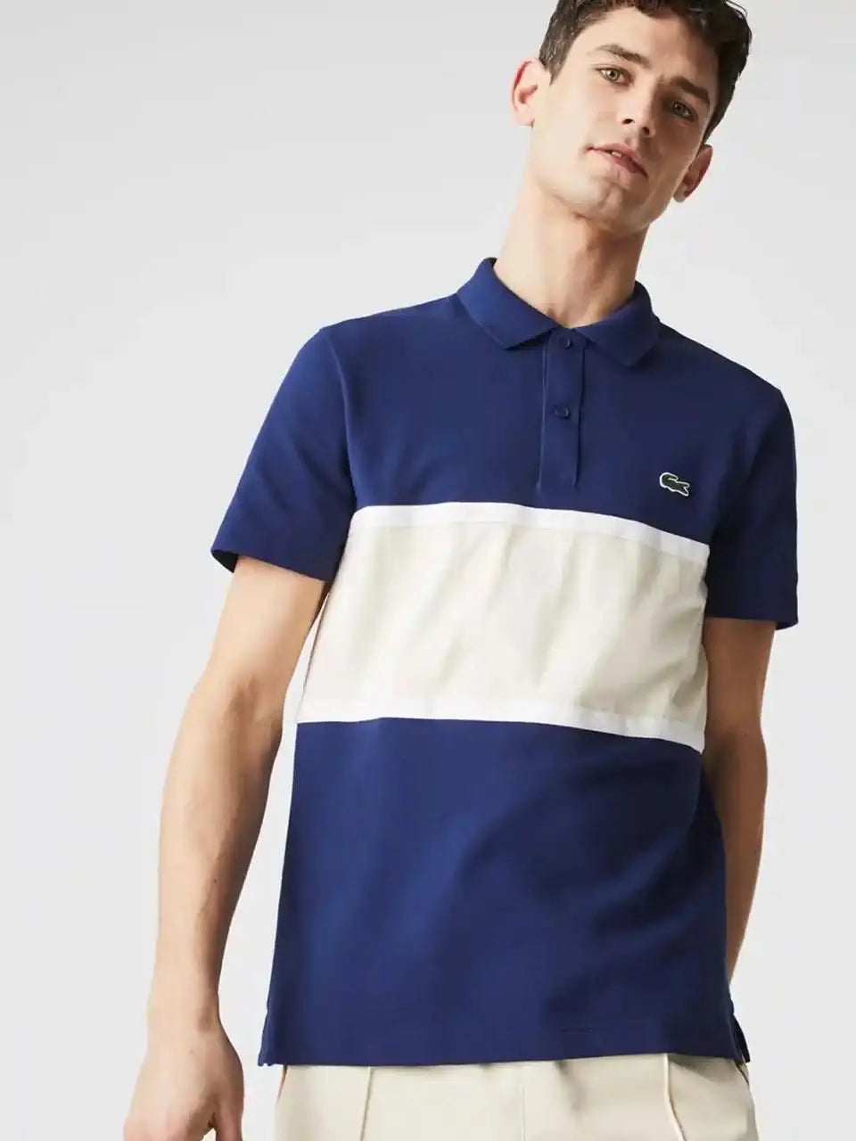 Lacost e White Blue Premium Polo T-Shirt