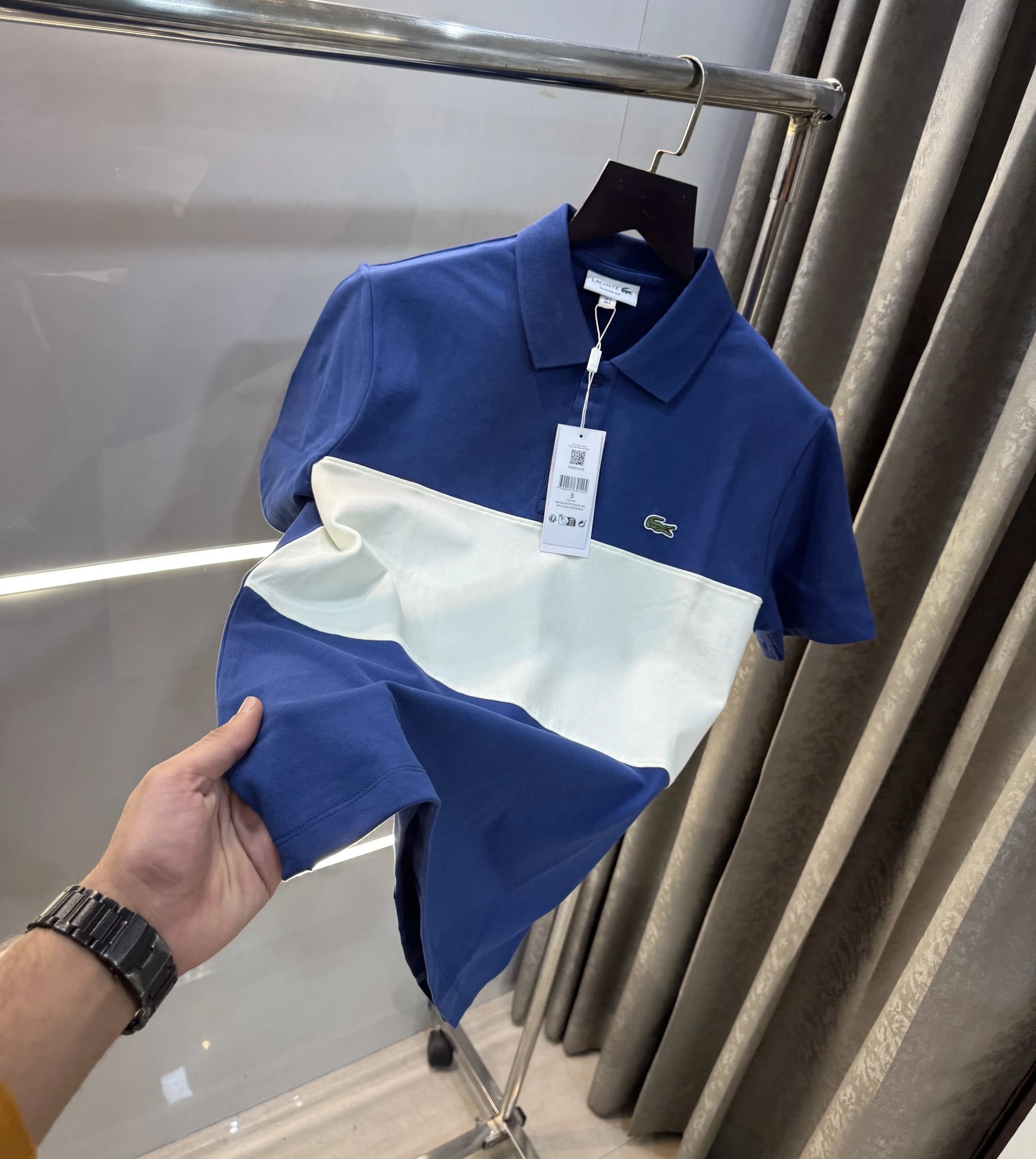 Lacost e White Blue Premium Polo T-Shirt