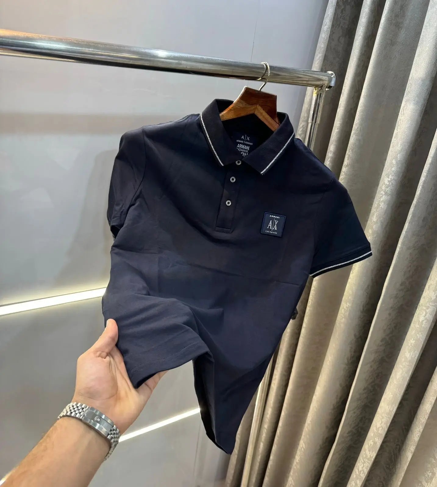 Arman i Exchange Navy Blue Patch Logo Premium Polo T-Shirt