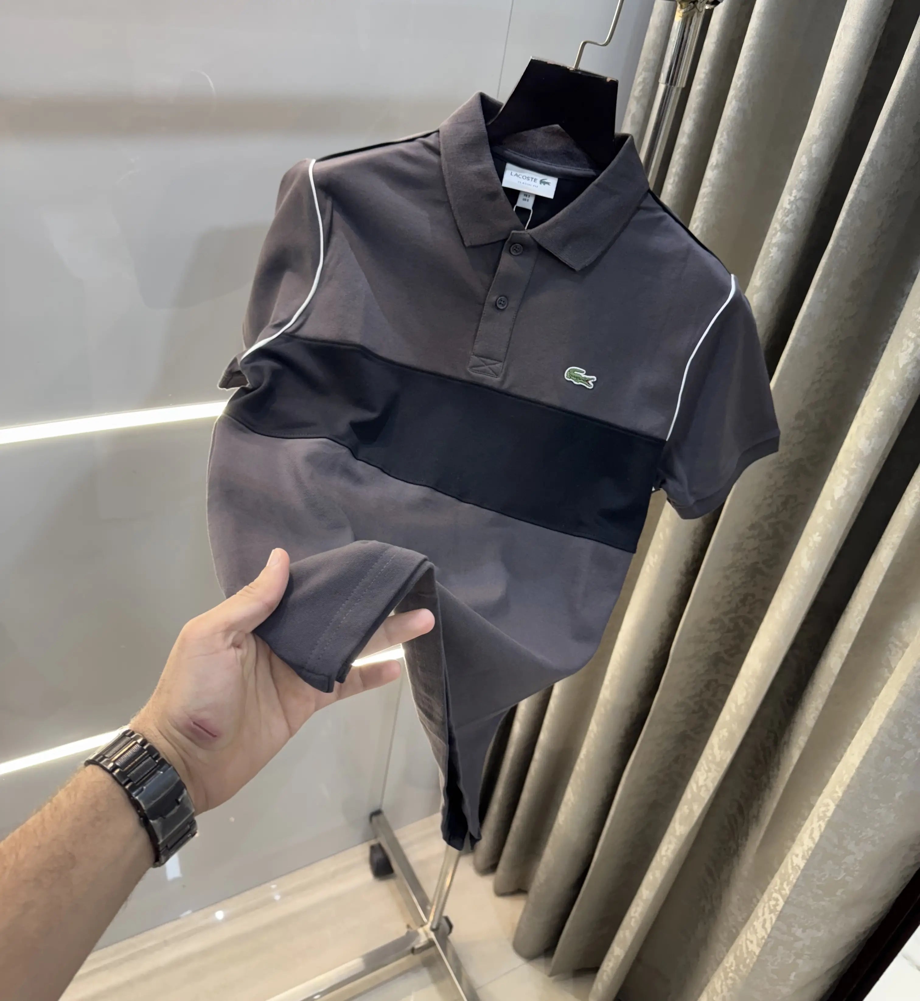 Lacost e Grey Logo Work Premium Polo T-Shirt