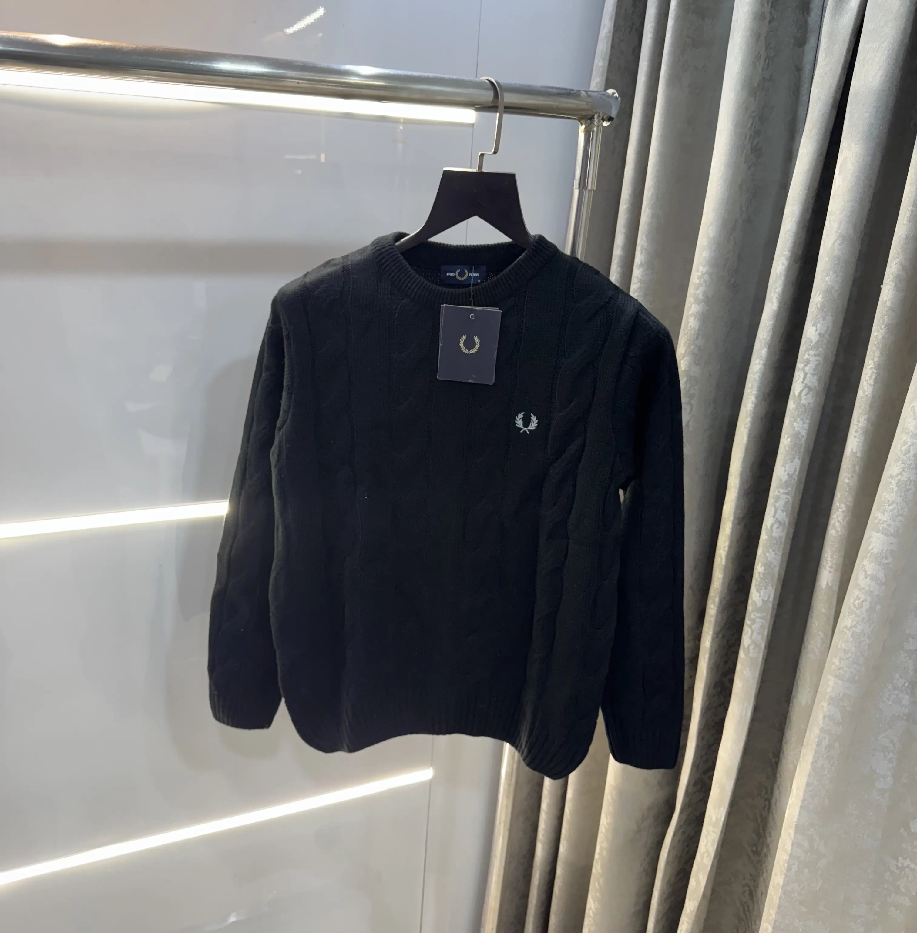 Fredperry Black Embroidery Logo Imported Pull Over