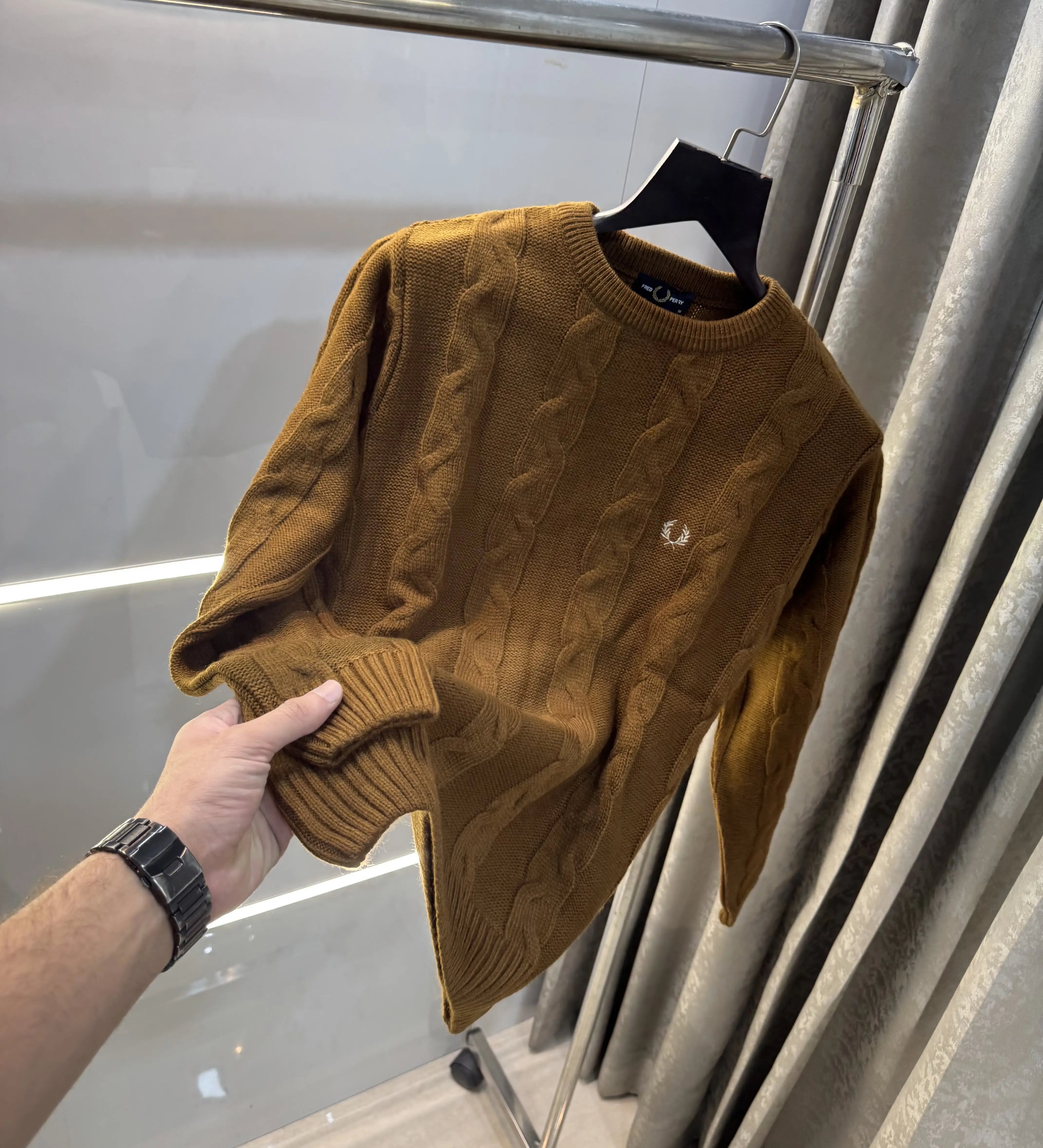 Fredperry Light Brown Embroidery Logo Imported Pull Over