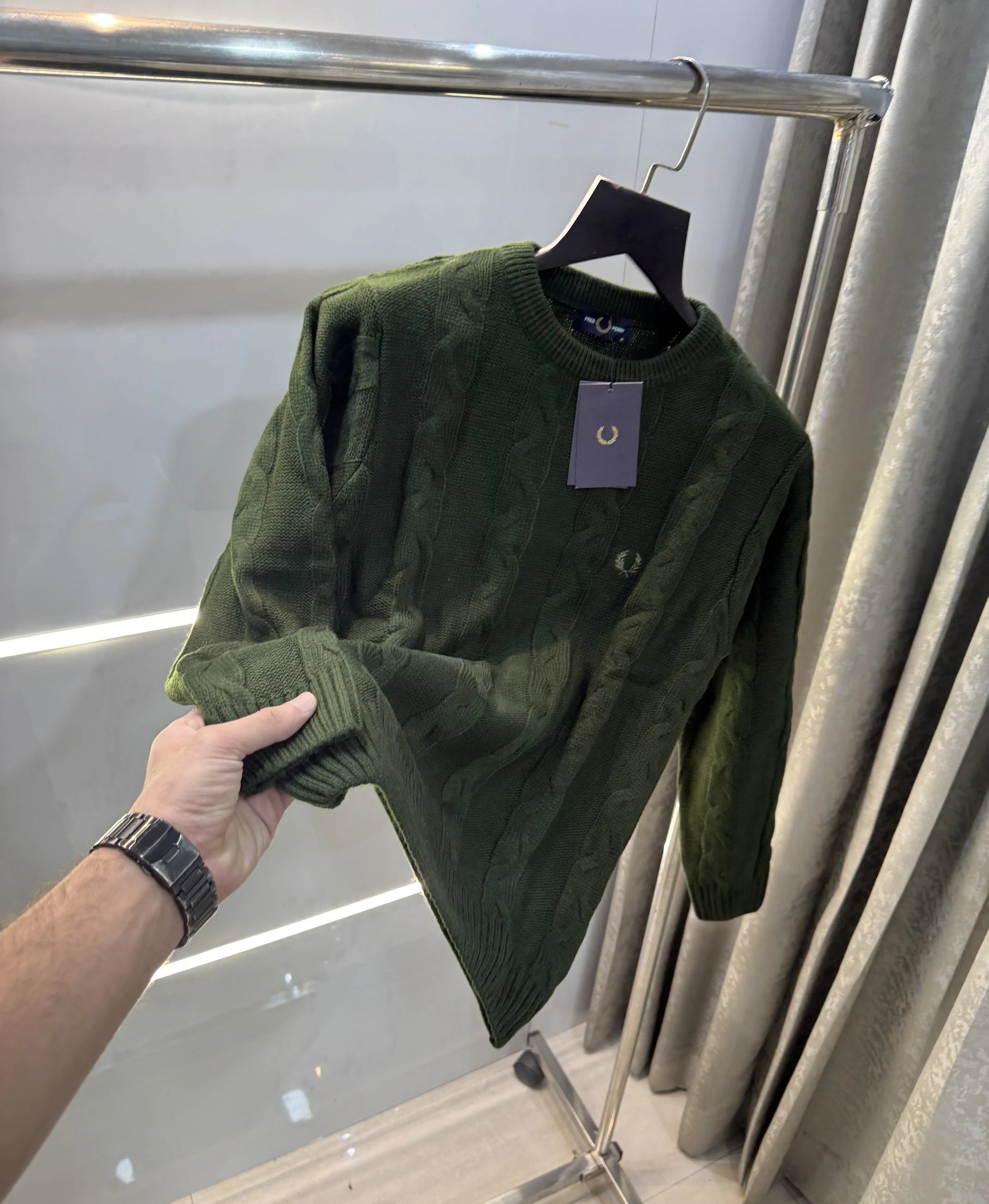Fredperry Olive Green Embroidery Logo Imported Pull Over