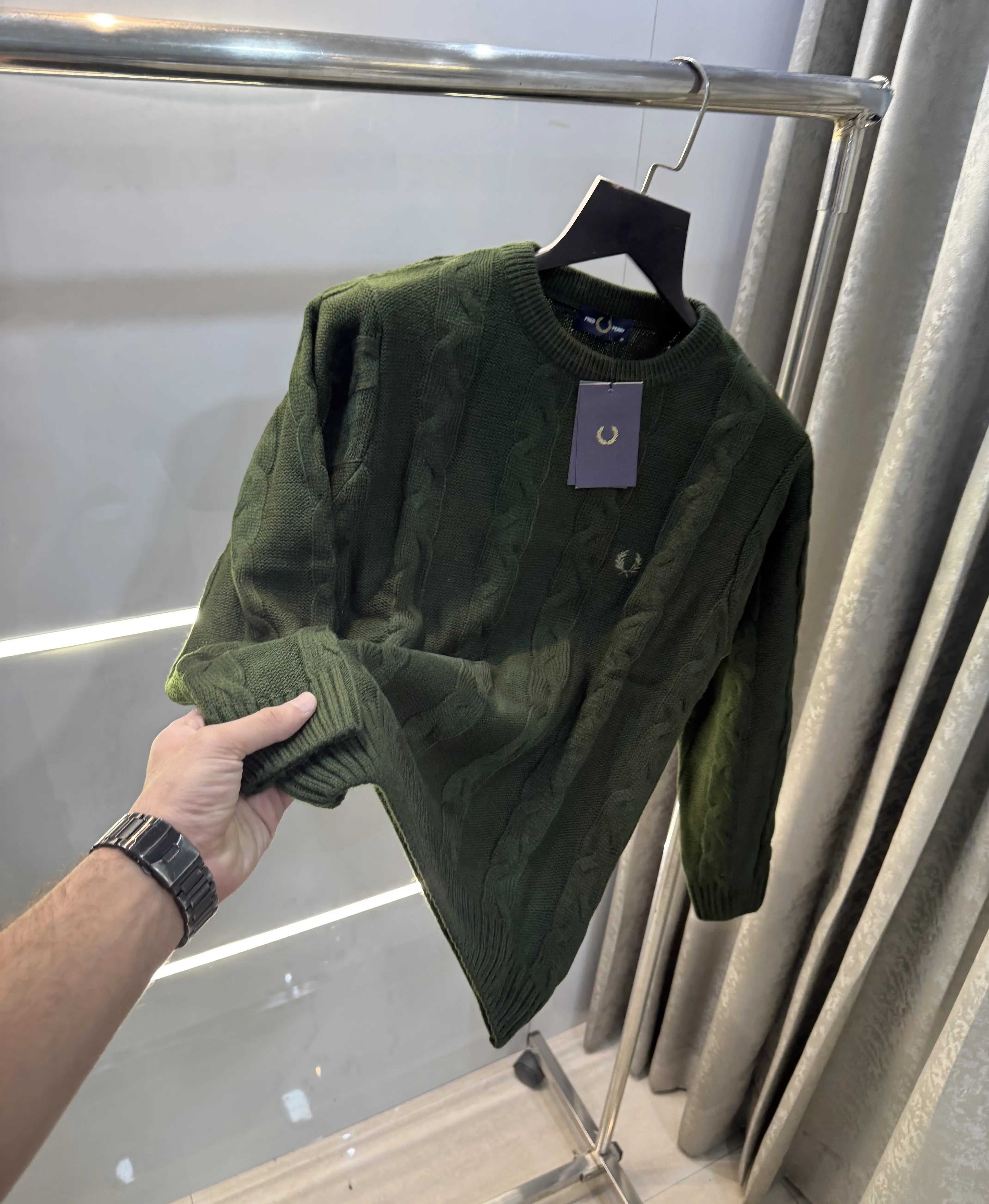 Fredperry Olive Green Embroidery Logo Imported Pull Over
