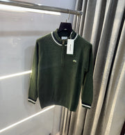 Lacost e Olive Green Zip Imported Pull Over