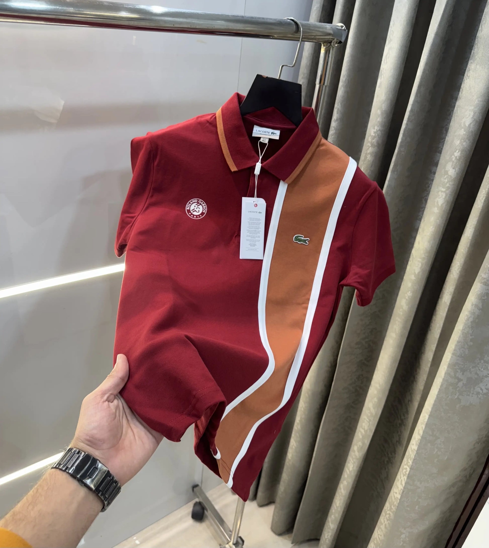 Lacost e Maroon Logo Work Premium Polo T-Shirt