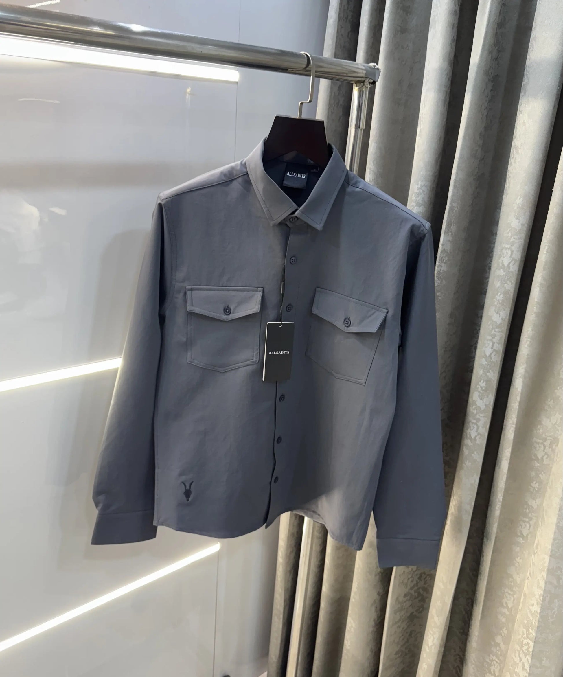 All Saints Dark Grey Imported Cargo Shirt