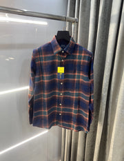 Ralph  Lauren Navy Blue Brushing Checks Premium Shirt