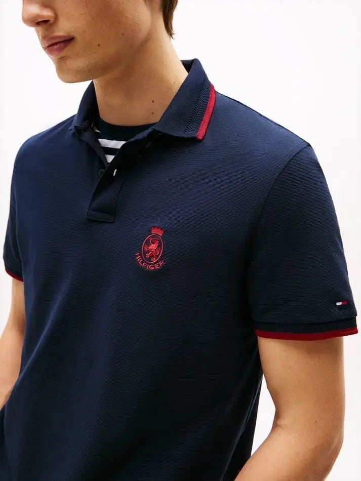 Tomm y  Hilfige r Navy Blue Logo Work Premium Polo T-Shirt