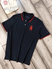 Tomm y  Hilfige r Navy Blue Logo Work Premium Polo T-Shirt