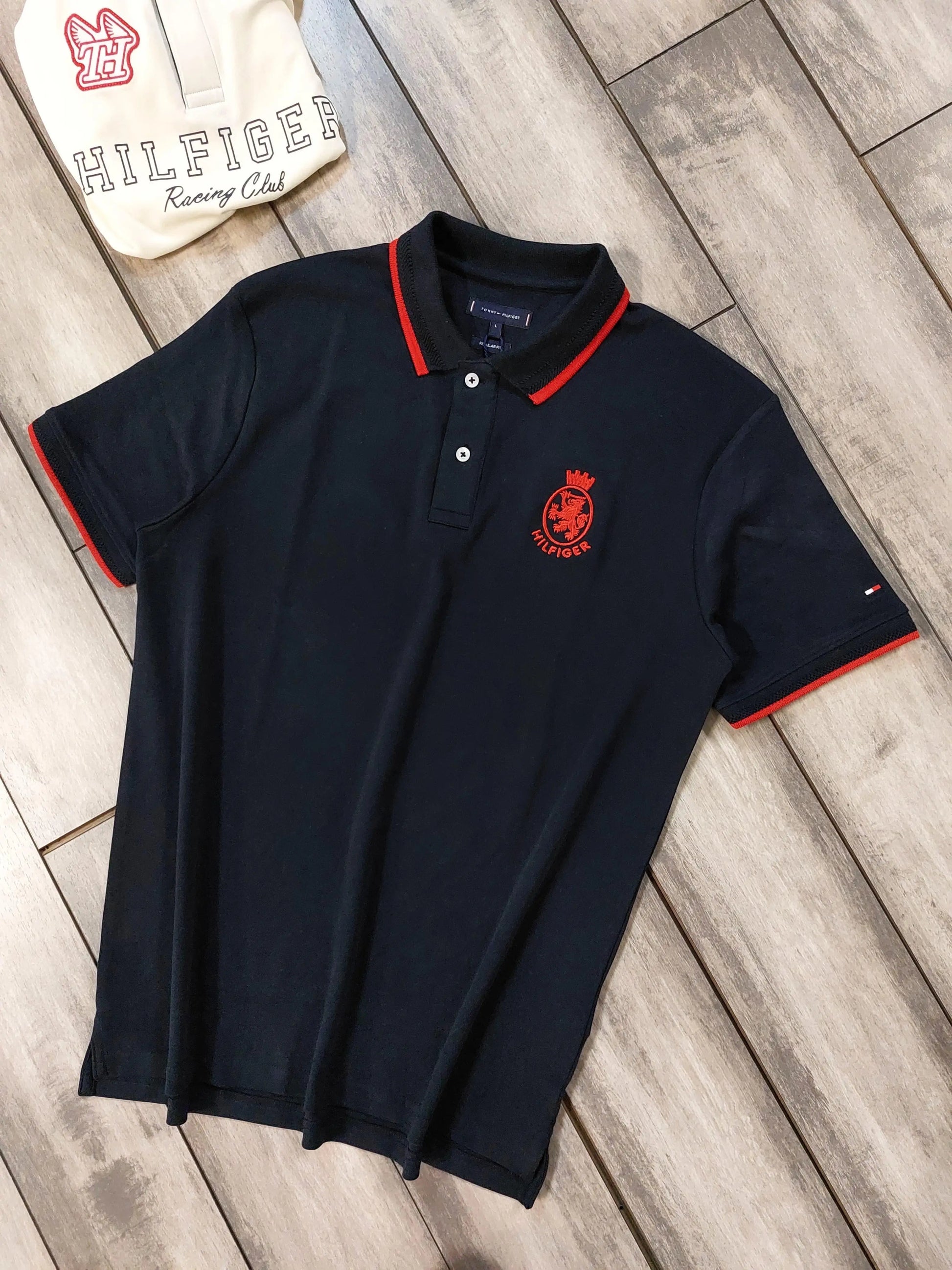 Tomm y  Hilfige r Navy Blue Logo Work Premium Polo T-Shirt