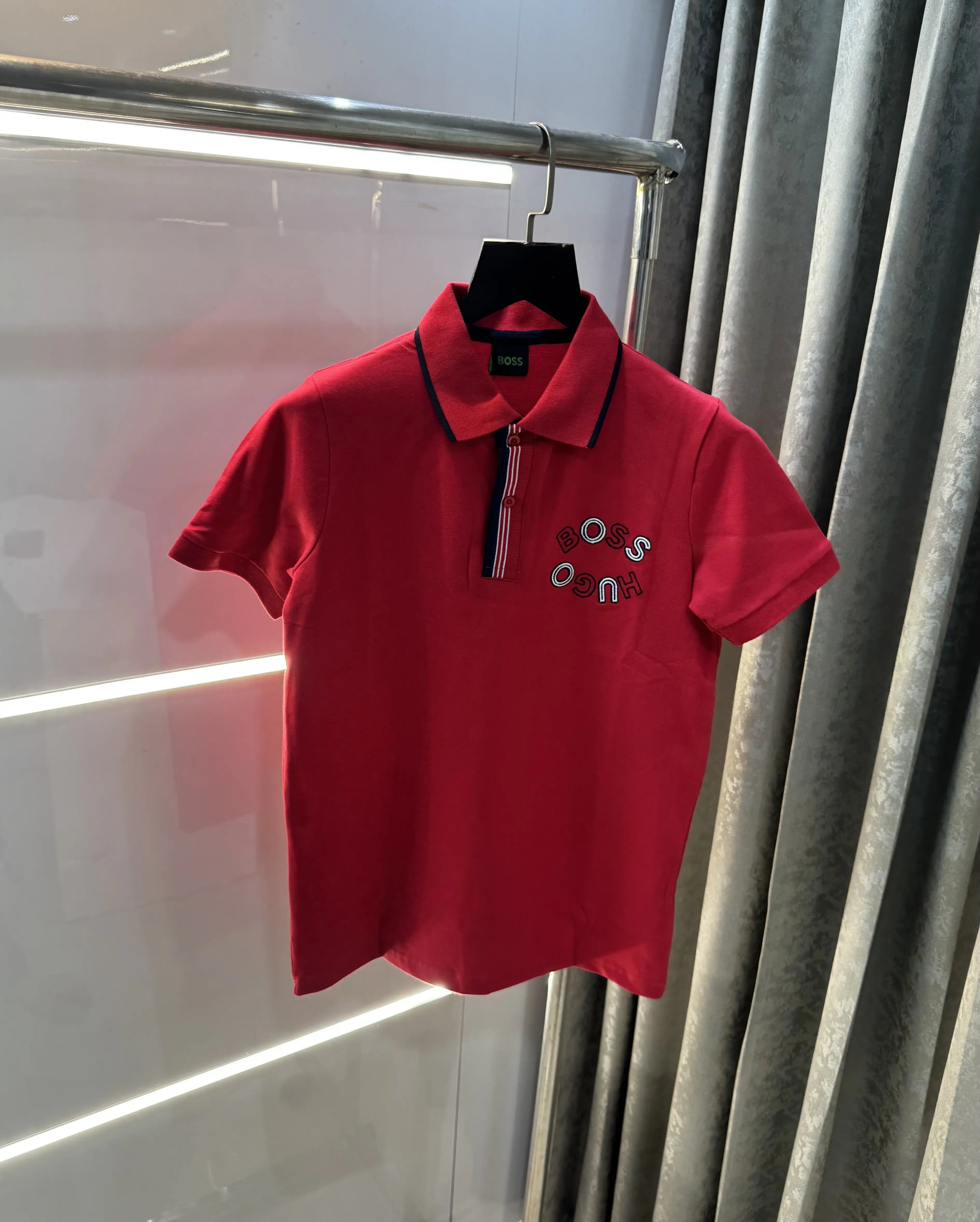 Hugo  Bo-$s Red Logo Work Premium Polo T-Shirt