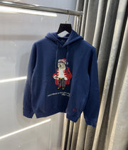 Ralph  Lauren Navy Blue Teddy Edition Embroidery Logo Imported Hoodie
