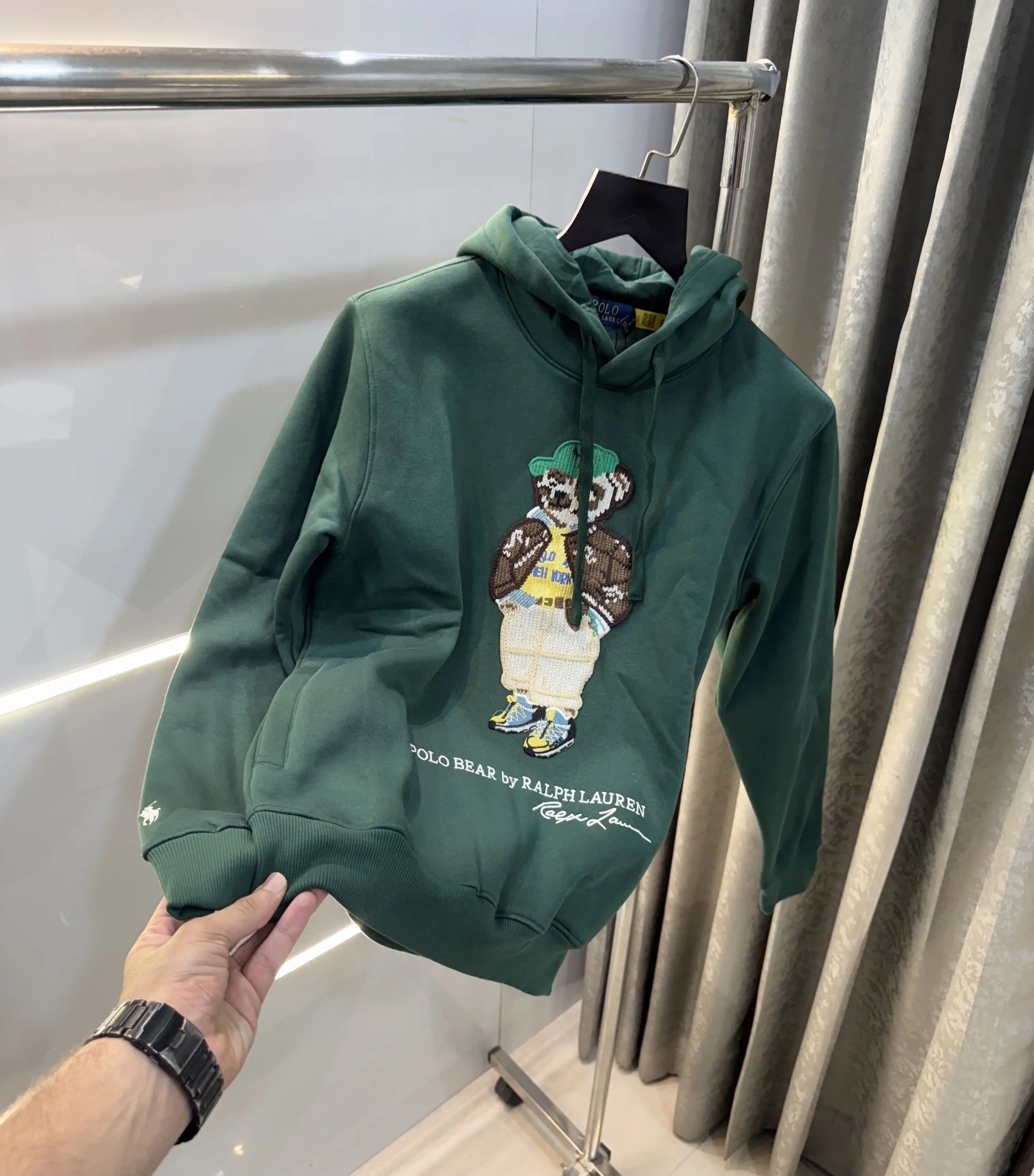 Ralph  Lauren Olive Green Teddy Edition Embroidery Logo Imported Hoodie