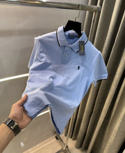 Ralph  Lauren Sky Blue Embroidery Logo Premium Polo T-Shirt