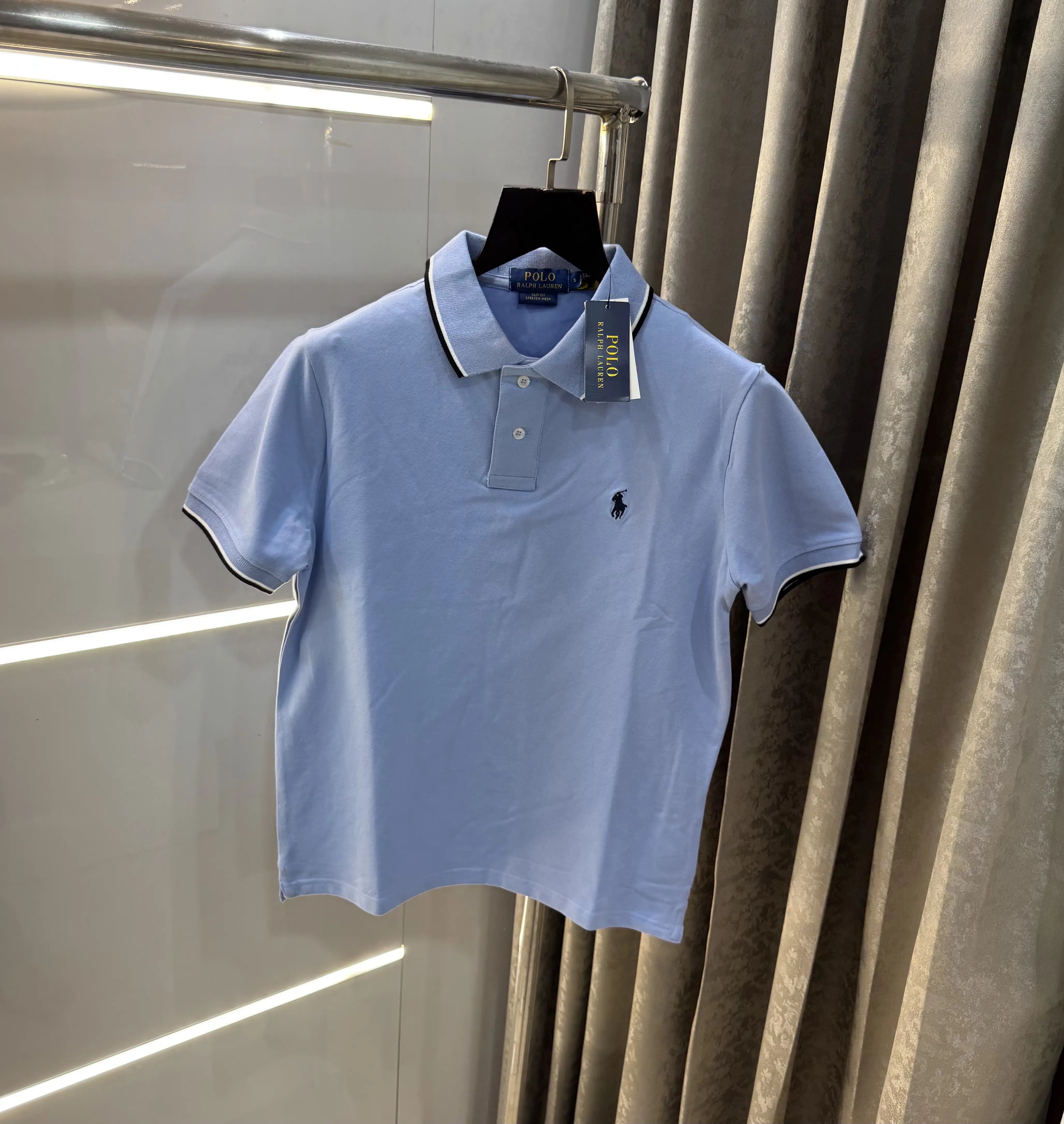 Ralph  Lauren Sky Blue Embroidery Logo Premium Polo T-Shirt