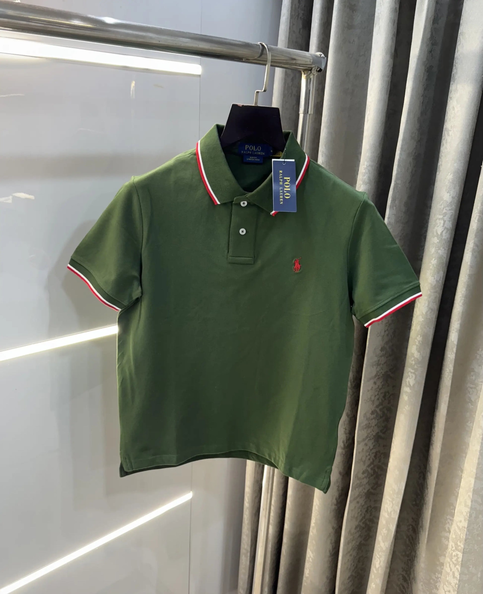 Ralph  Lauren Green Embroidery Logo Premium Polo T-Shirt