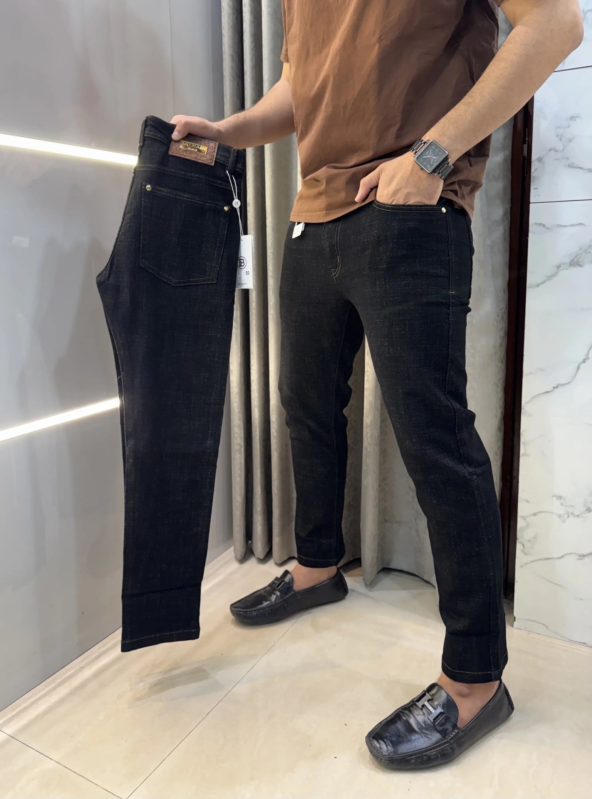 Balmai n Paris Carbon Black Imported Hyperfle_X Denim