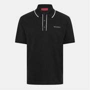 Gucc i Black Logo Work Imported Polo T-Shirt