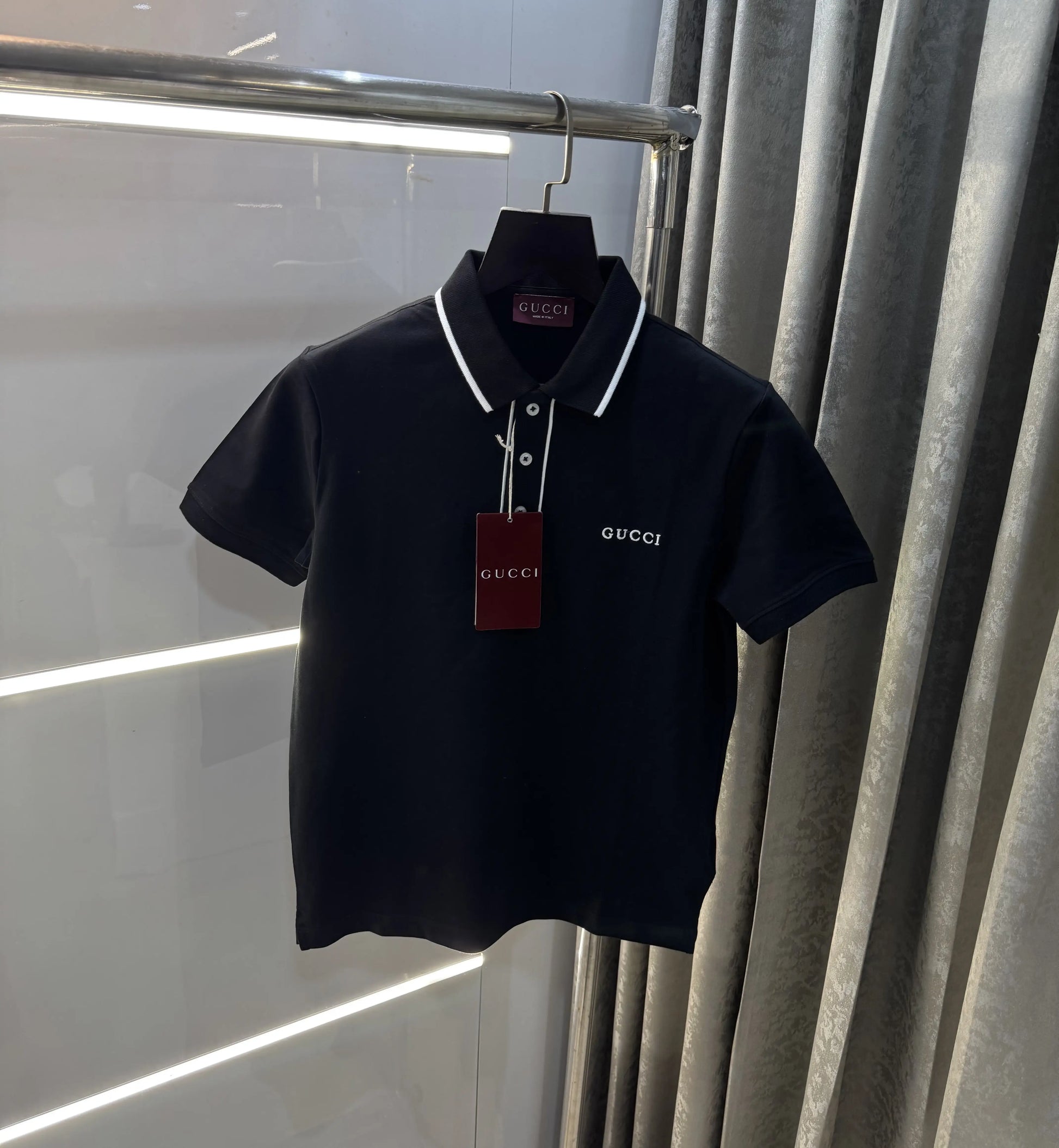 Gucc i Black Logo Work Imported Polo T-Shirt
