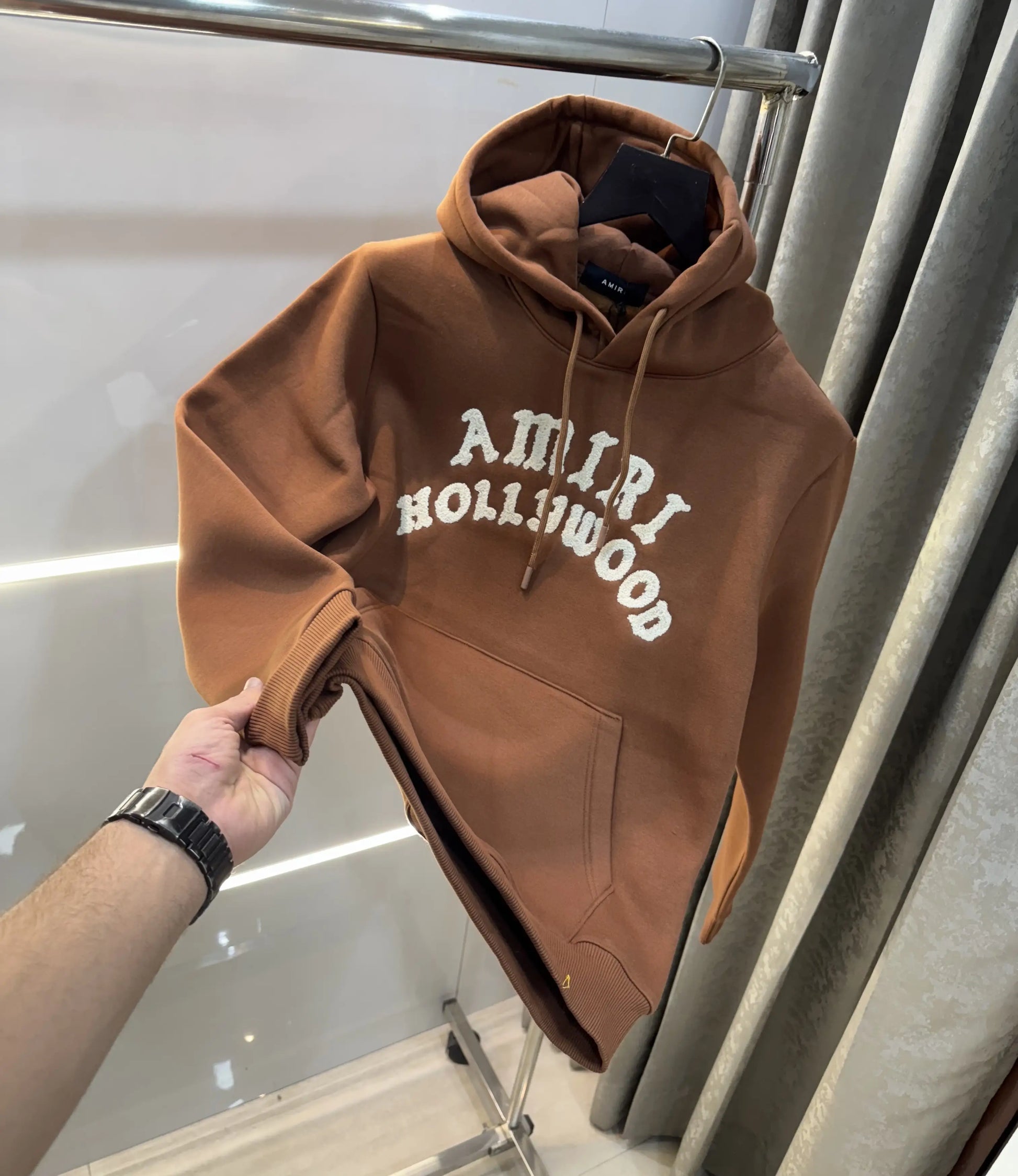 Amir i Brown Logo Work Imported Hoodie
