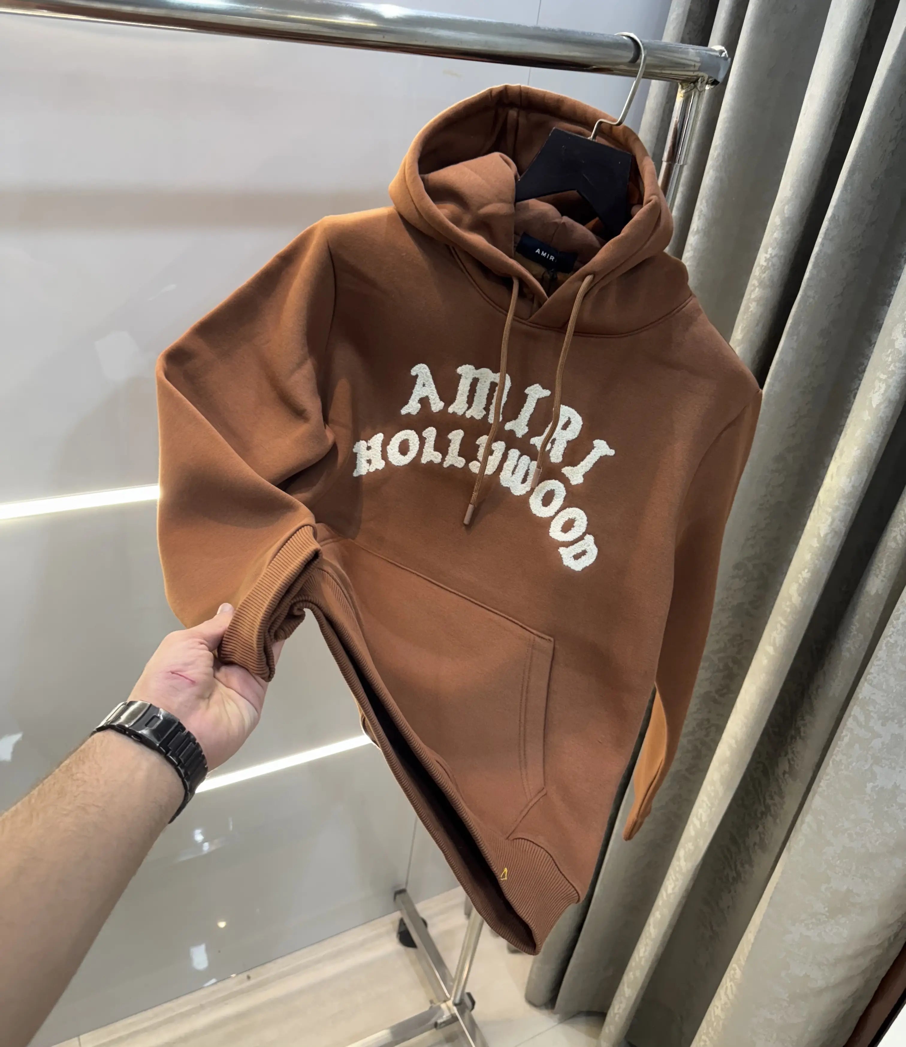 Amir i Brown Logo Work Imported Hoodie