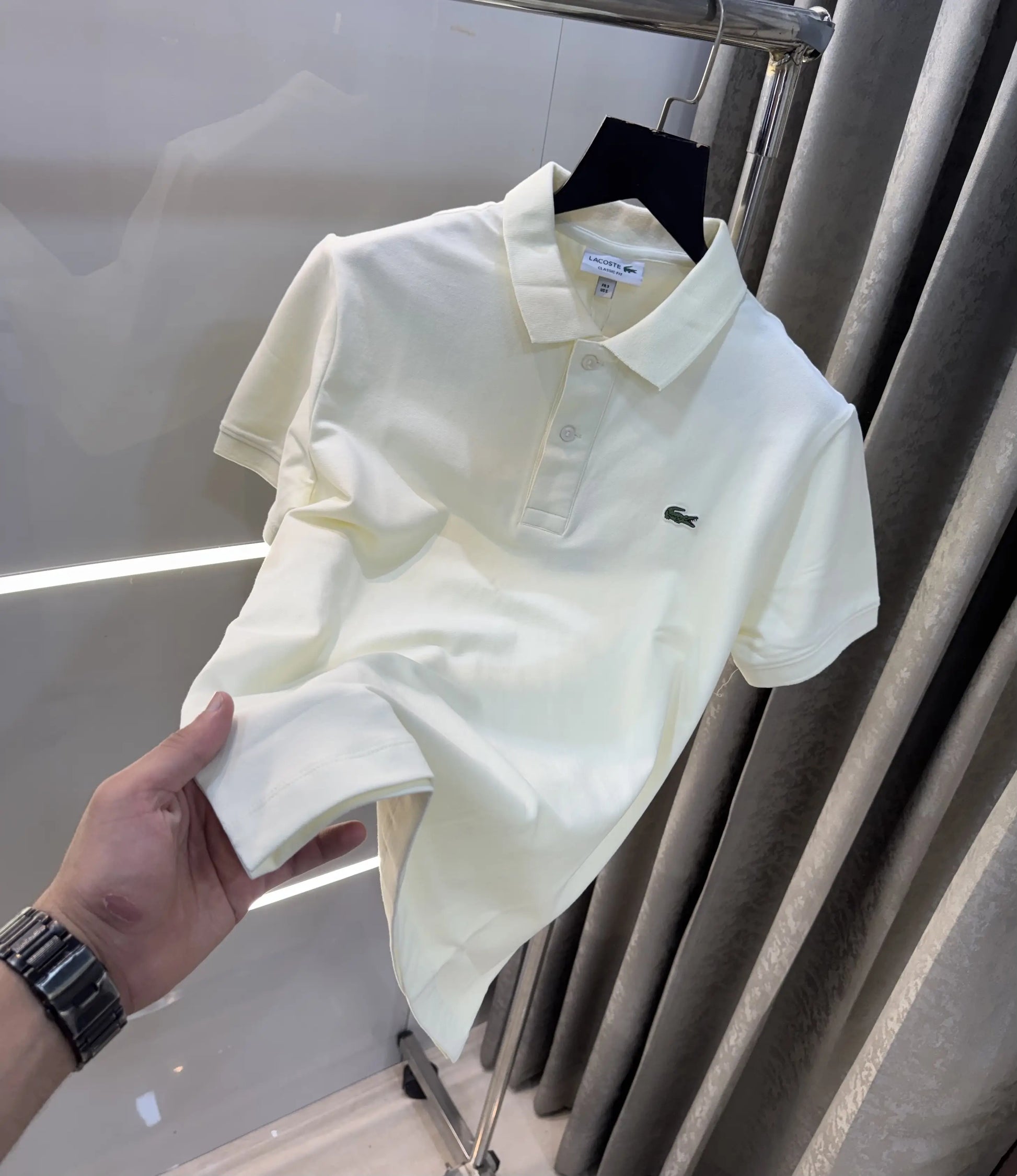 Lacost e Cream Embroidery Logo Premium Polo T-Shirt