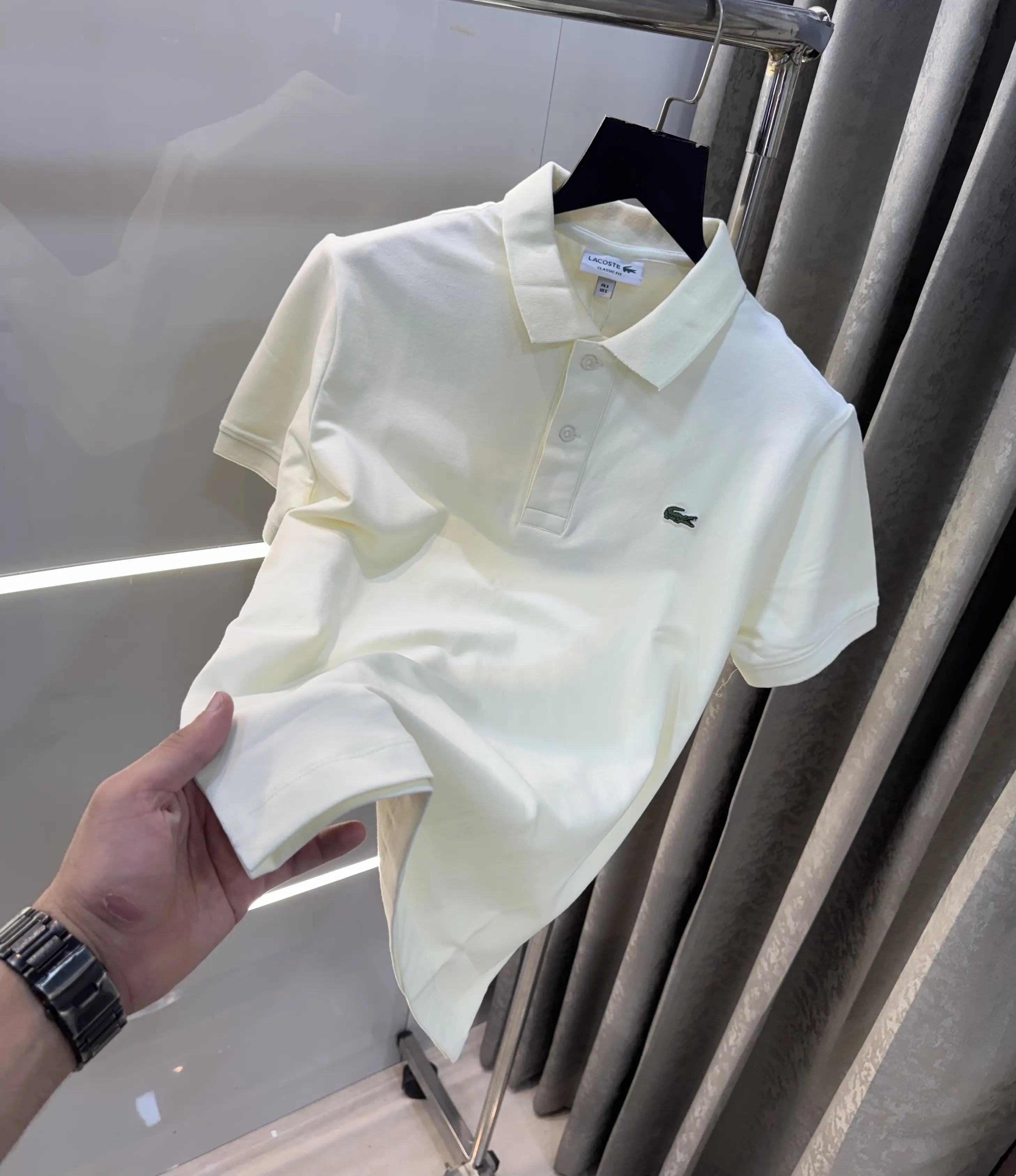 Lacost e Cream Embroidery Logo Premium Polo T-Shirt