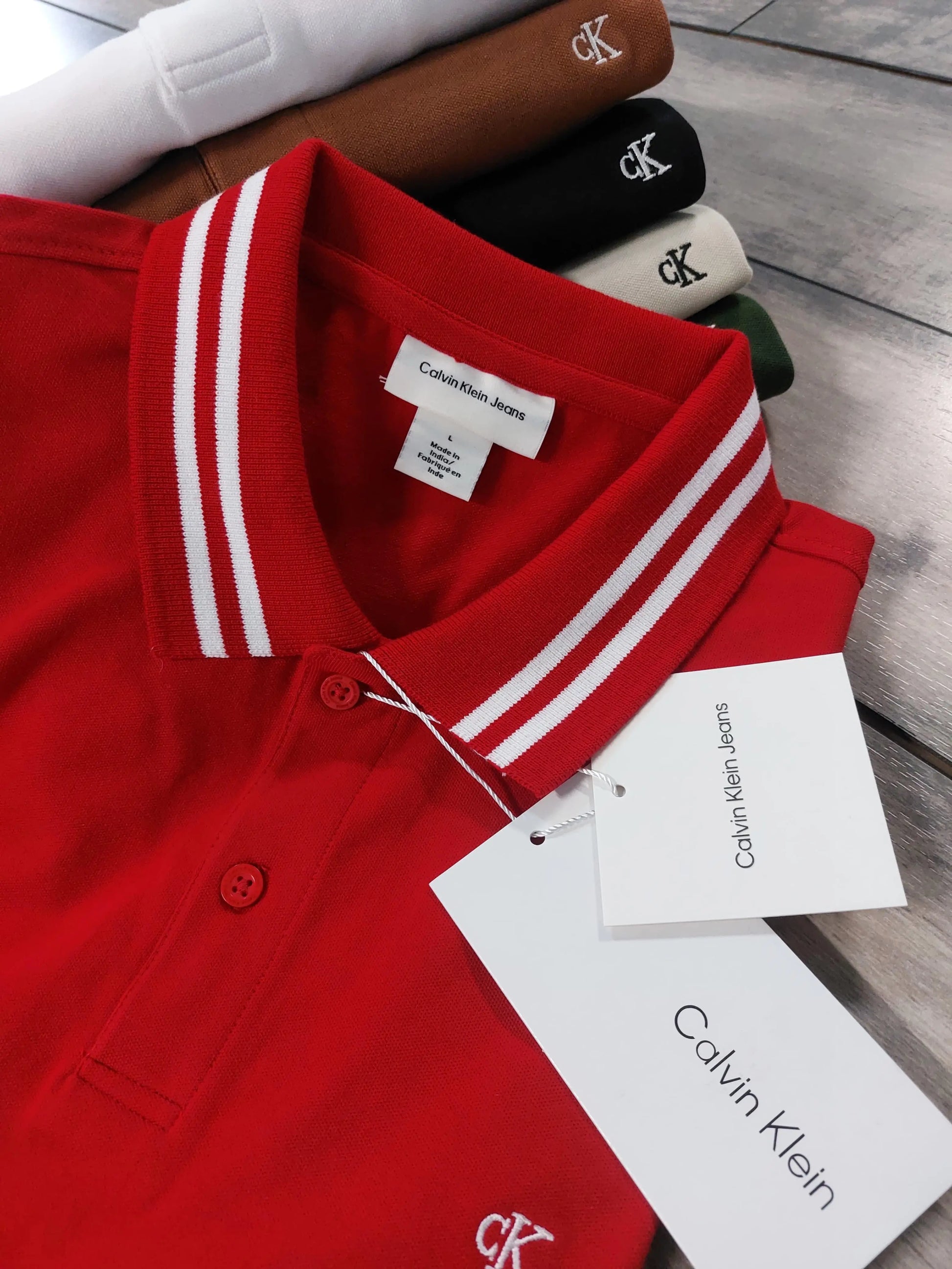 Calvin  Klein Red Embroidery Logo Premium Polo T-Shirt