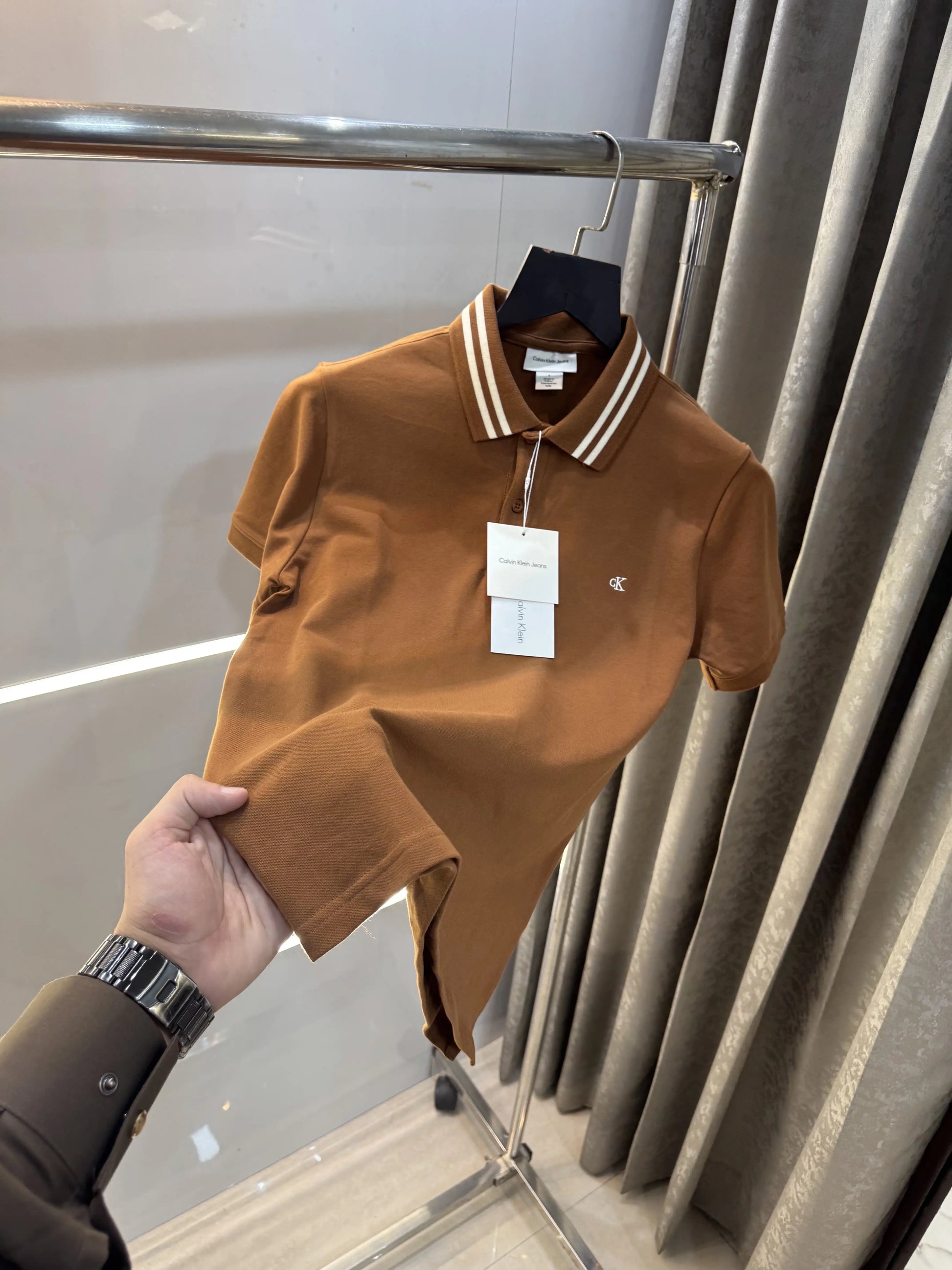 Calvin  Klein Brown Embroidery Logo Premium Polo T-Shirt