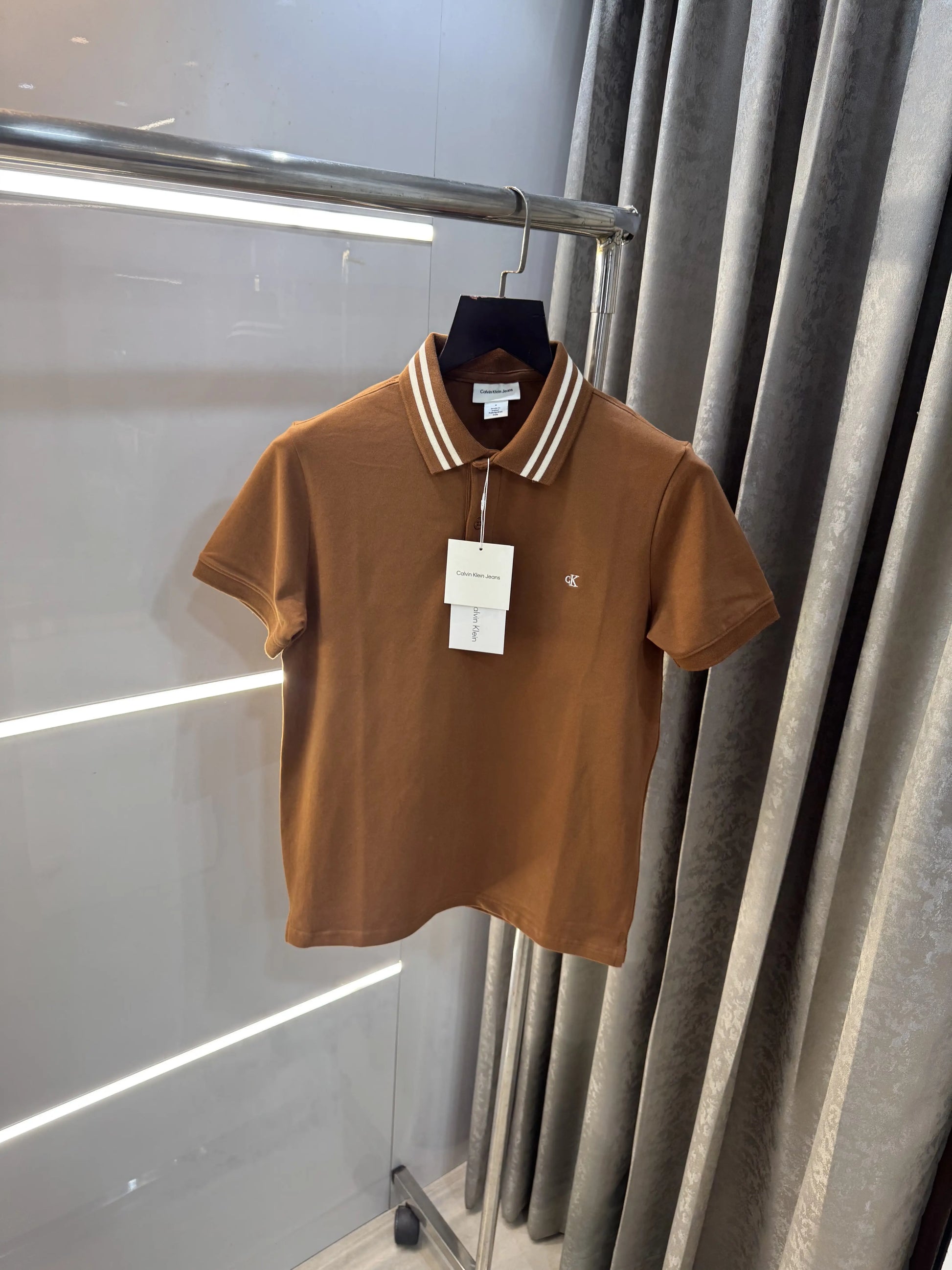 Calvin  Klein Brown Embroidery Logo Premium Polo T-Shirt