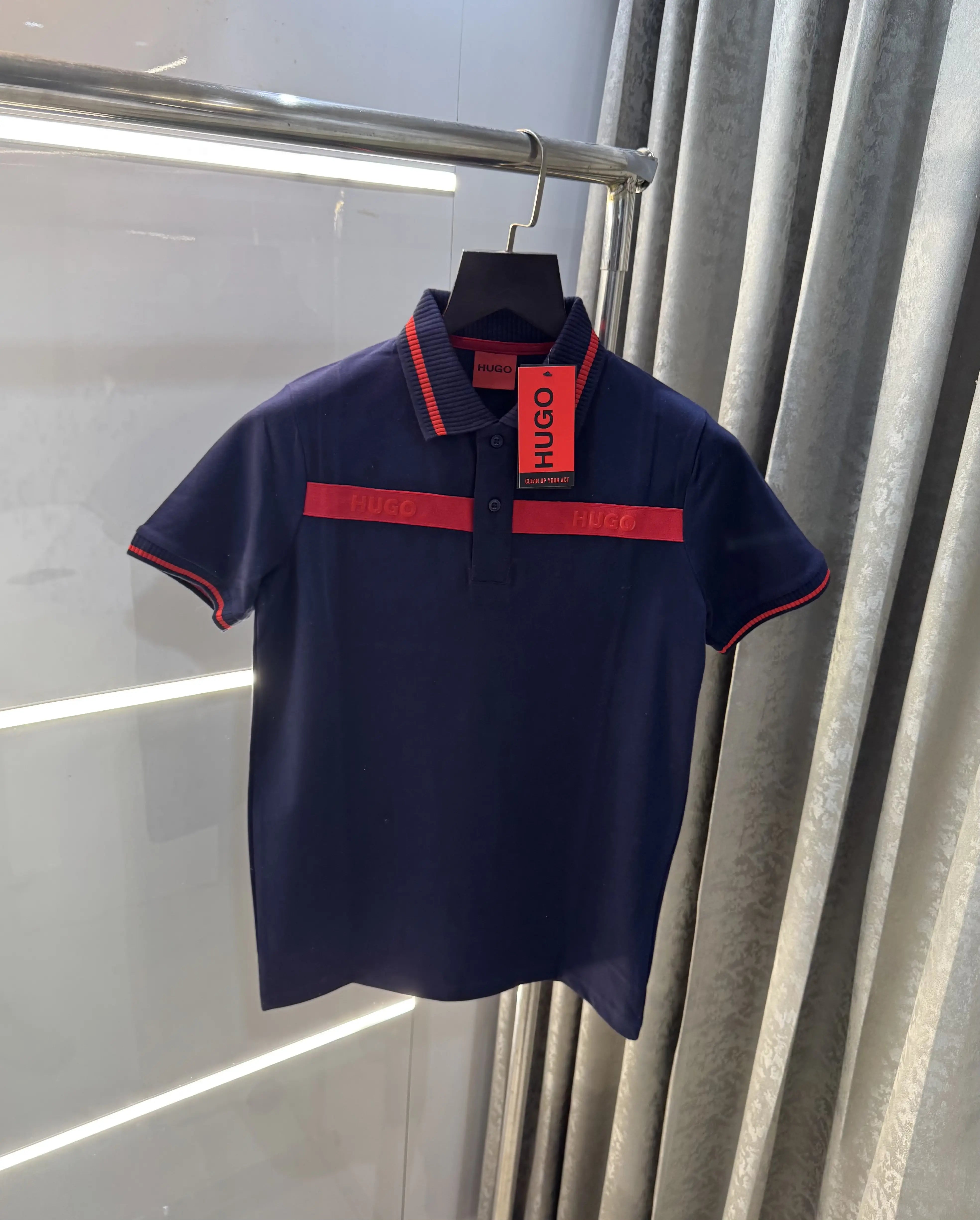 Hugo  Boss Navy Blue Logo Work Premium Polo T-Shirt