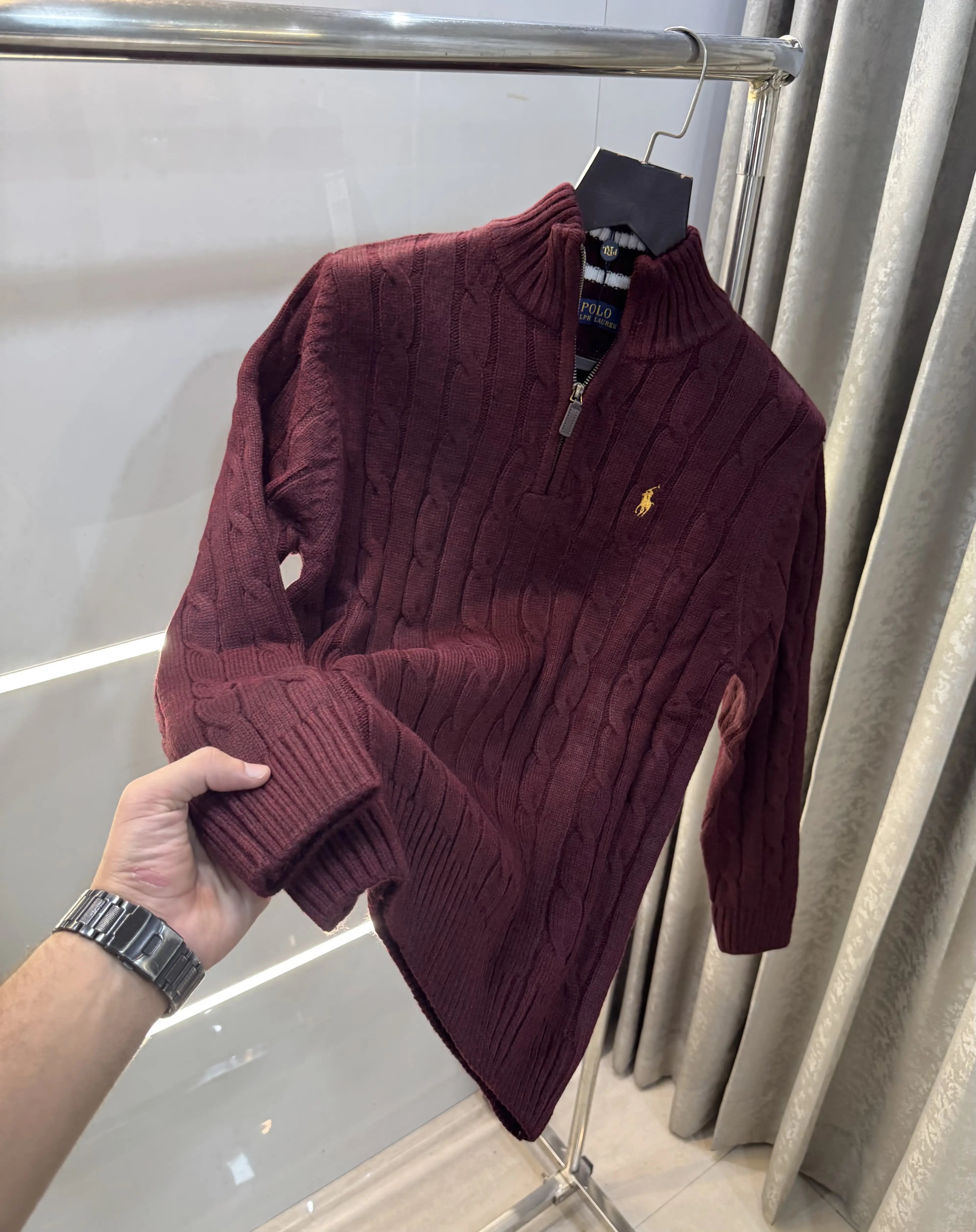 Ralph  Lauren Wine Knitted Imported Pull Over