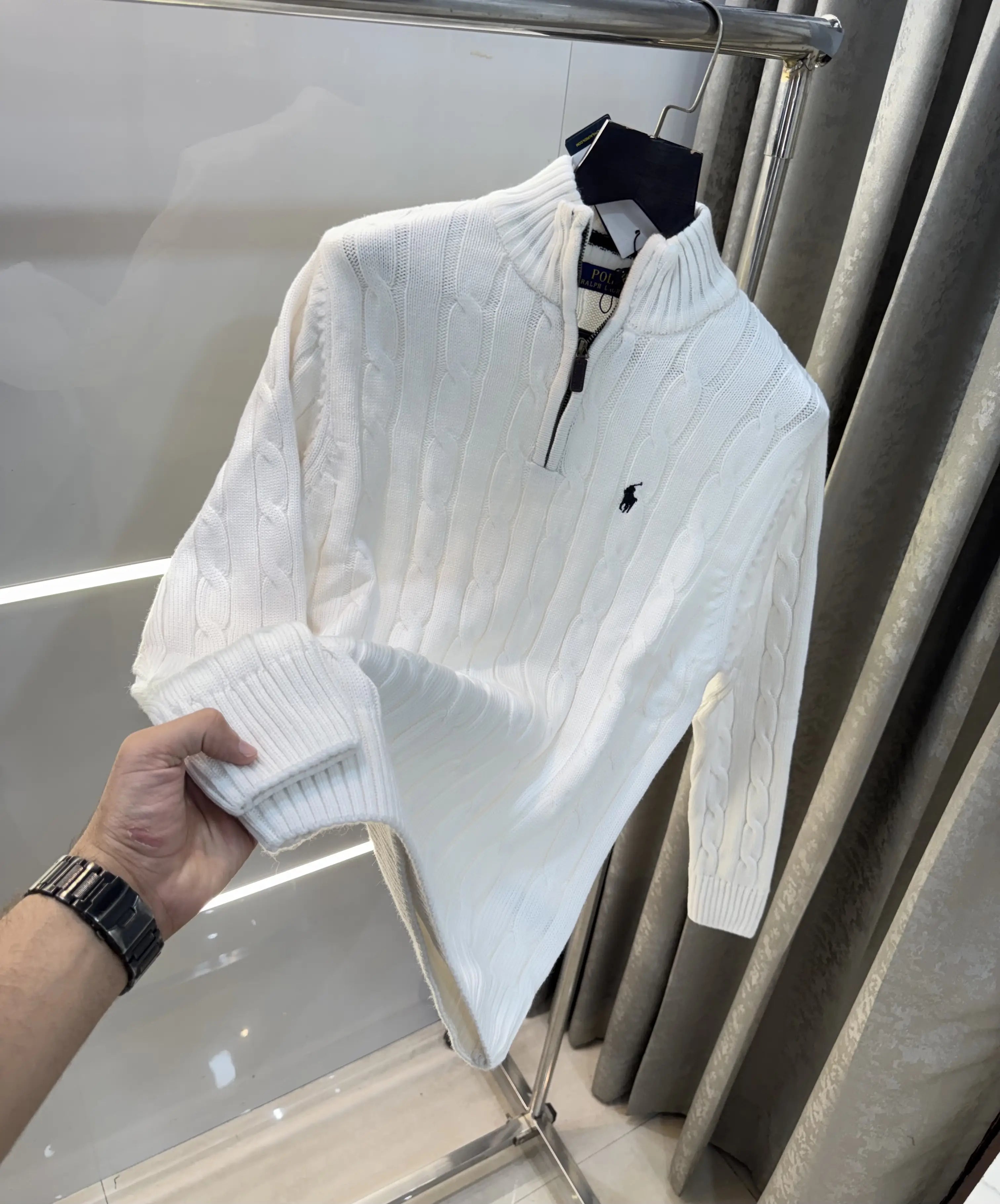 Ralph  Lauren White Knitted Imported Pull Over
