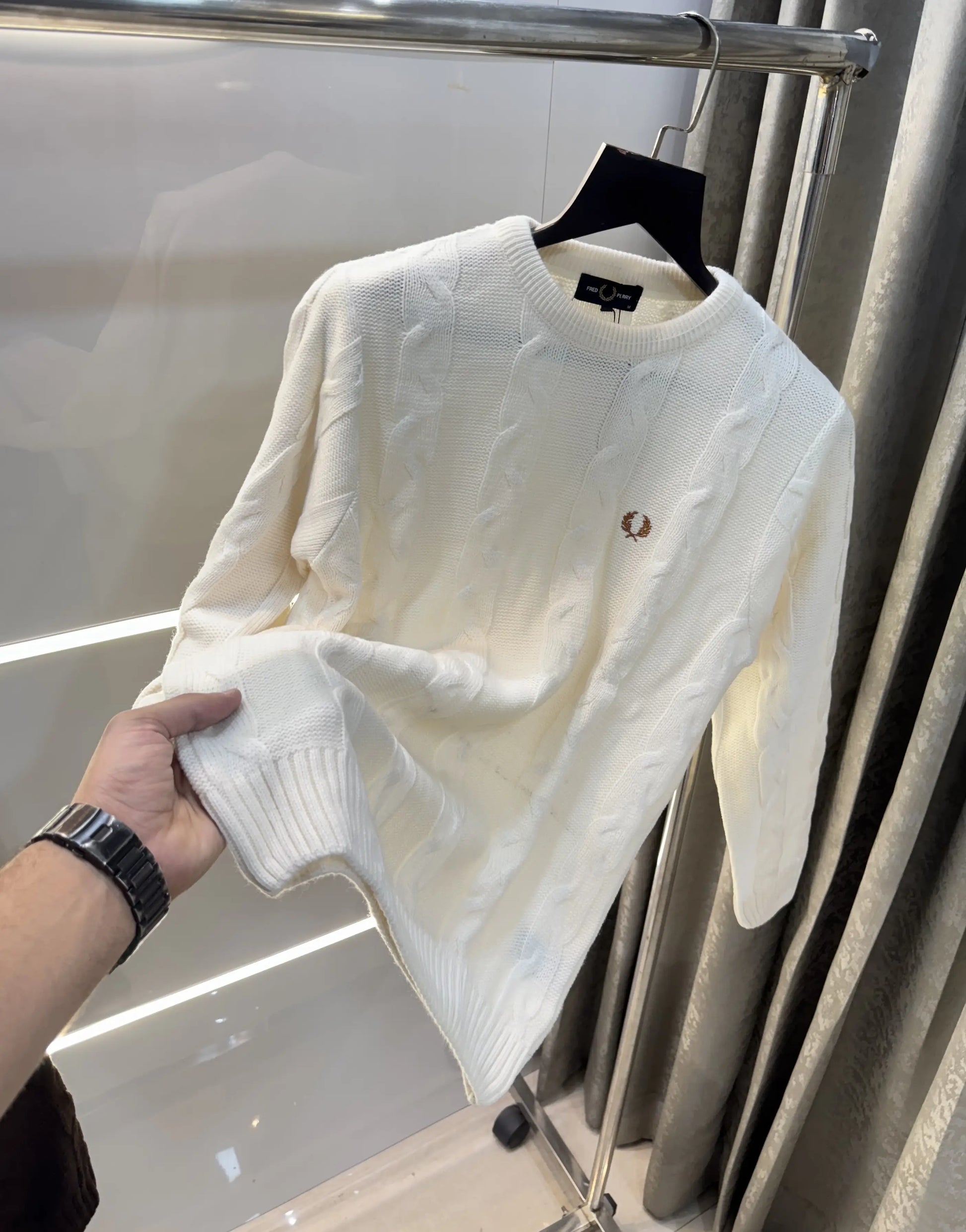 Fredperry White Embroidery Logo Imported Pull Over