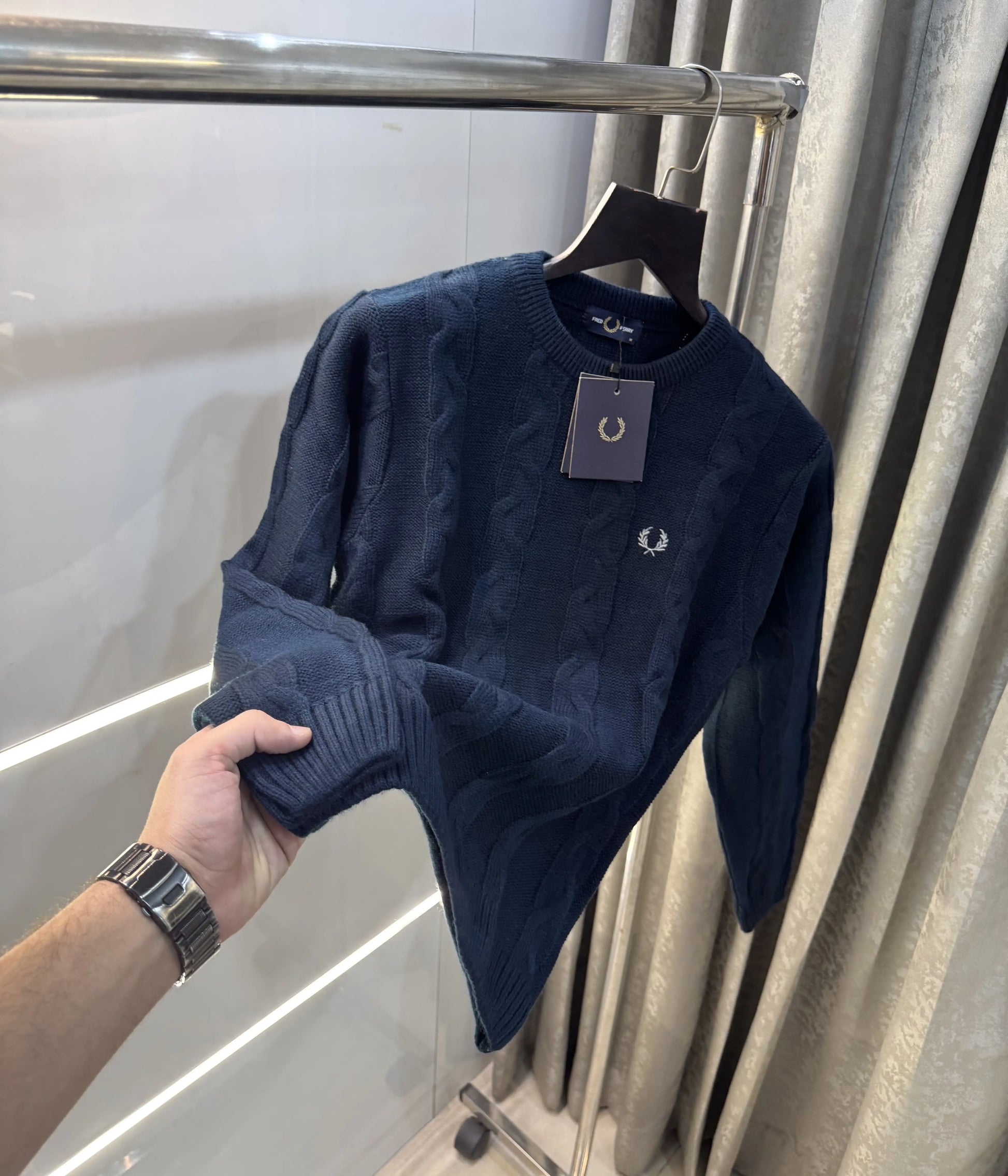 Fredperry Navy Blue Embroidery Logo Imported Pull Over
