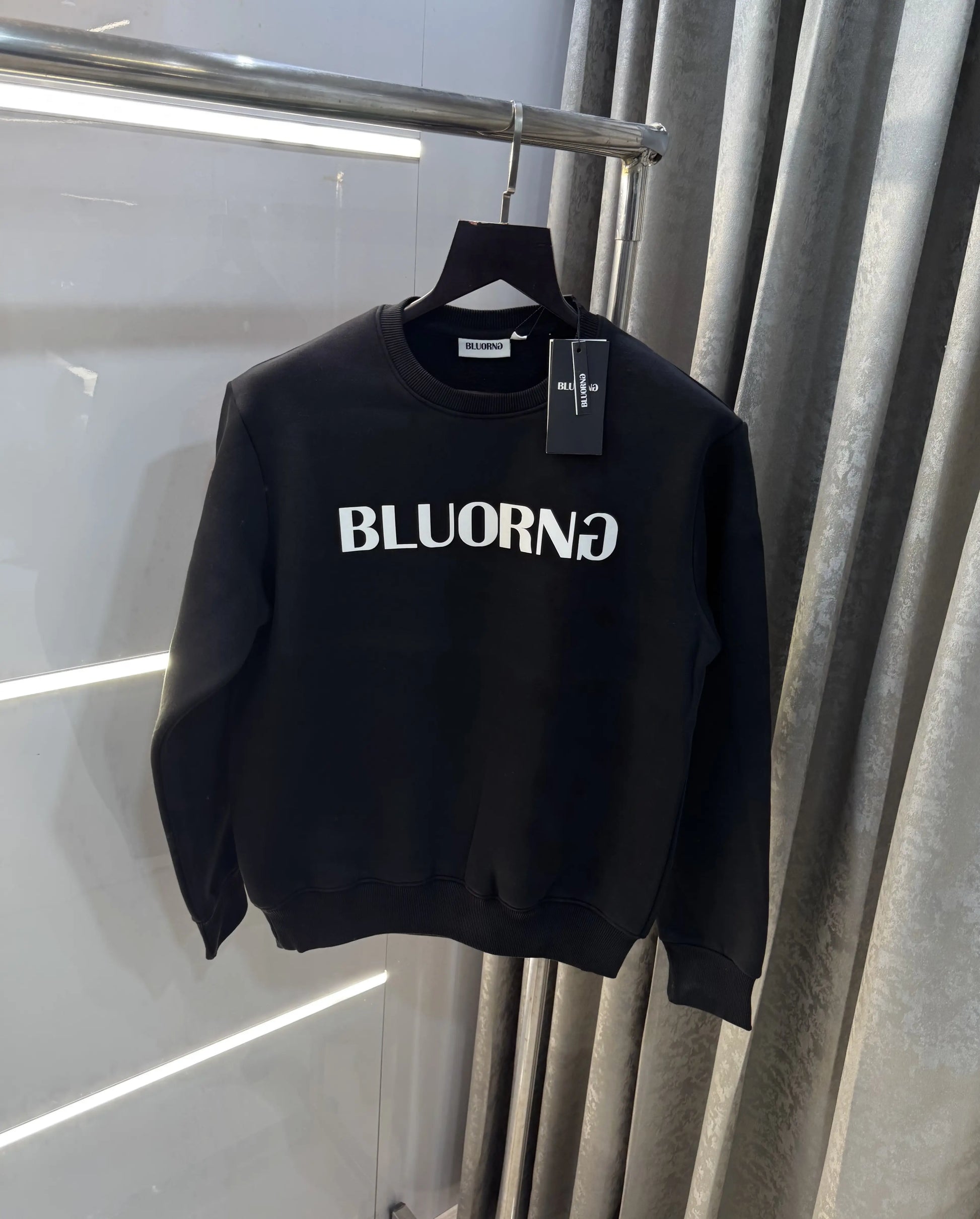 Bluorang Black Logo Back Print Premium Sweatshirt