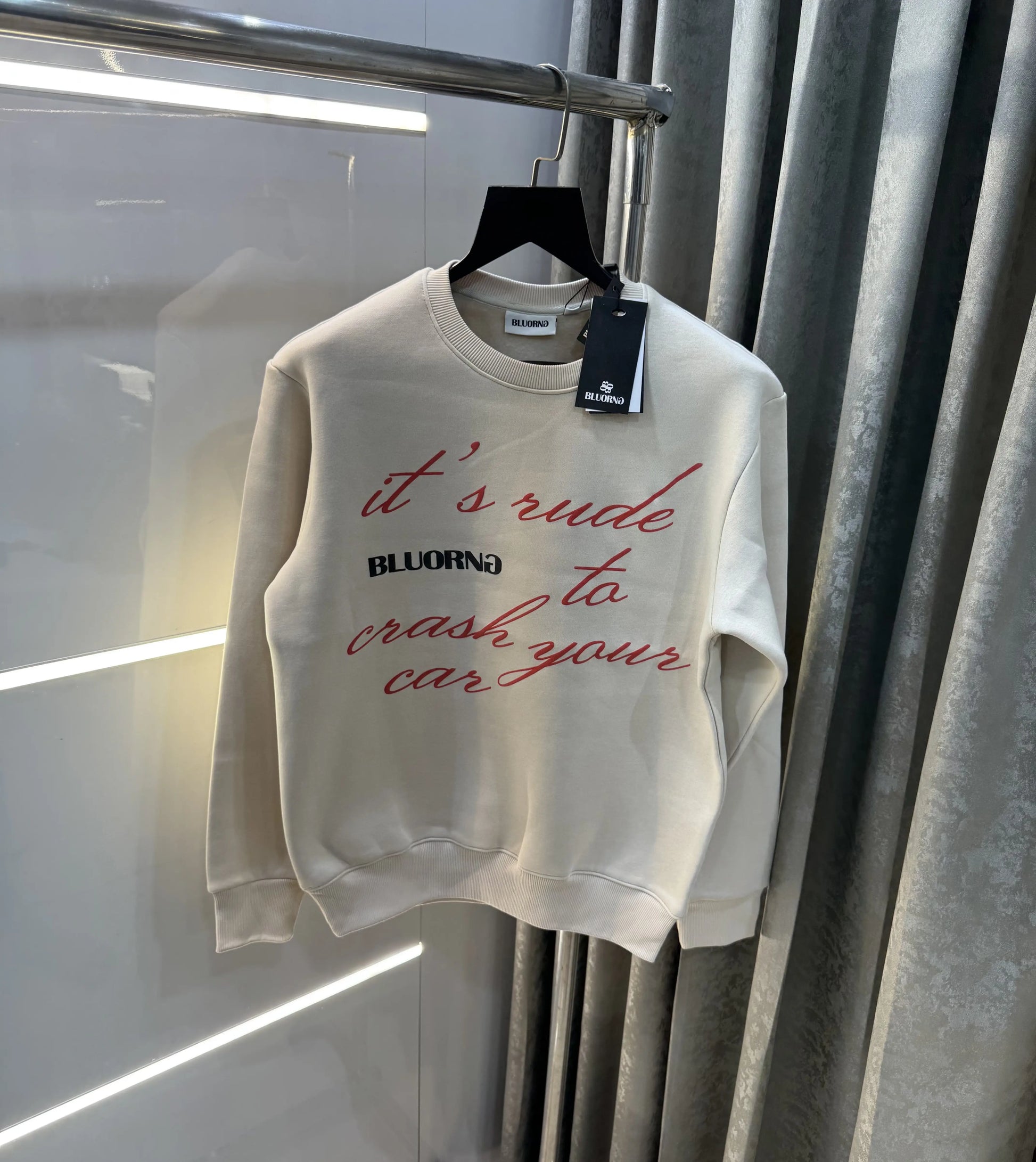 Bluorang Cream Logo Back Print Premium Sweatshirt